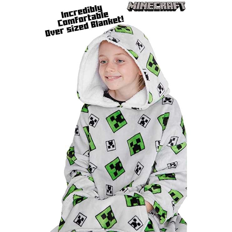 Minecraft Oversized Blanket Hoodie, Fleece Dressing Gown for Boys Girls - Image 4