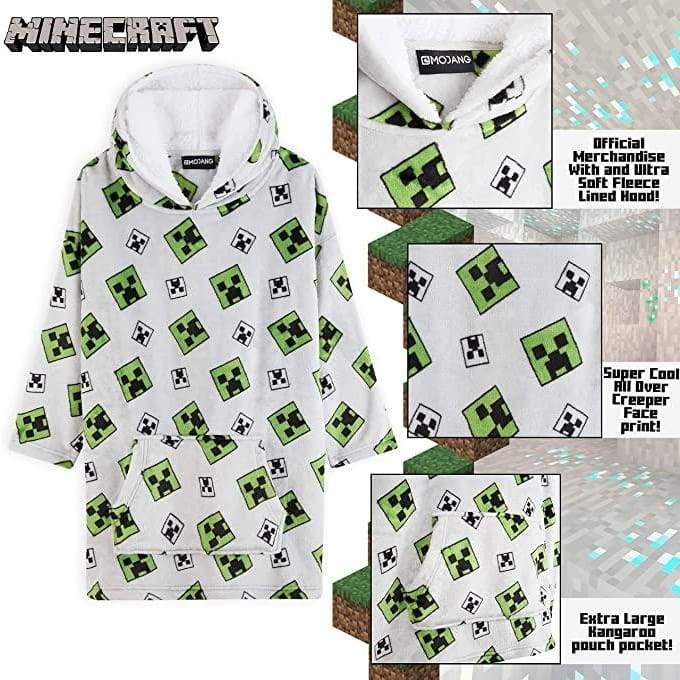 Minecraft Oversized Blanket Hoodie, Fleece Dressing Gown for Boys Girls - Image 6