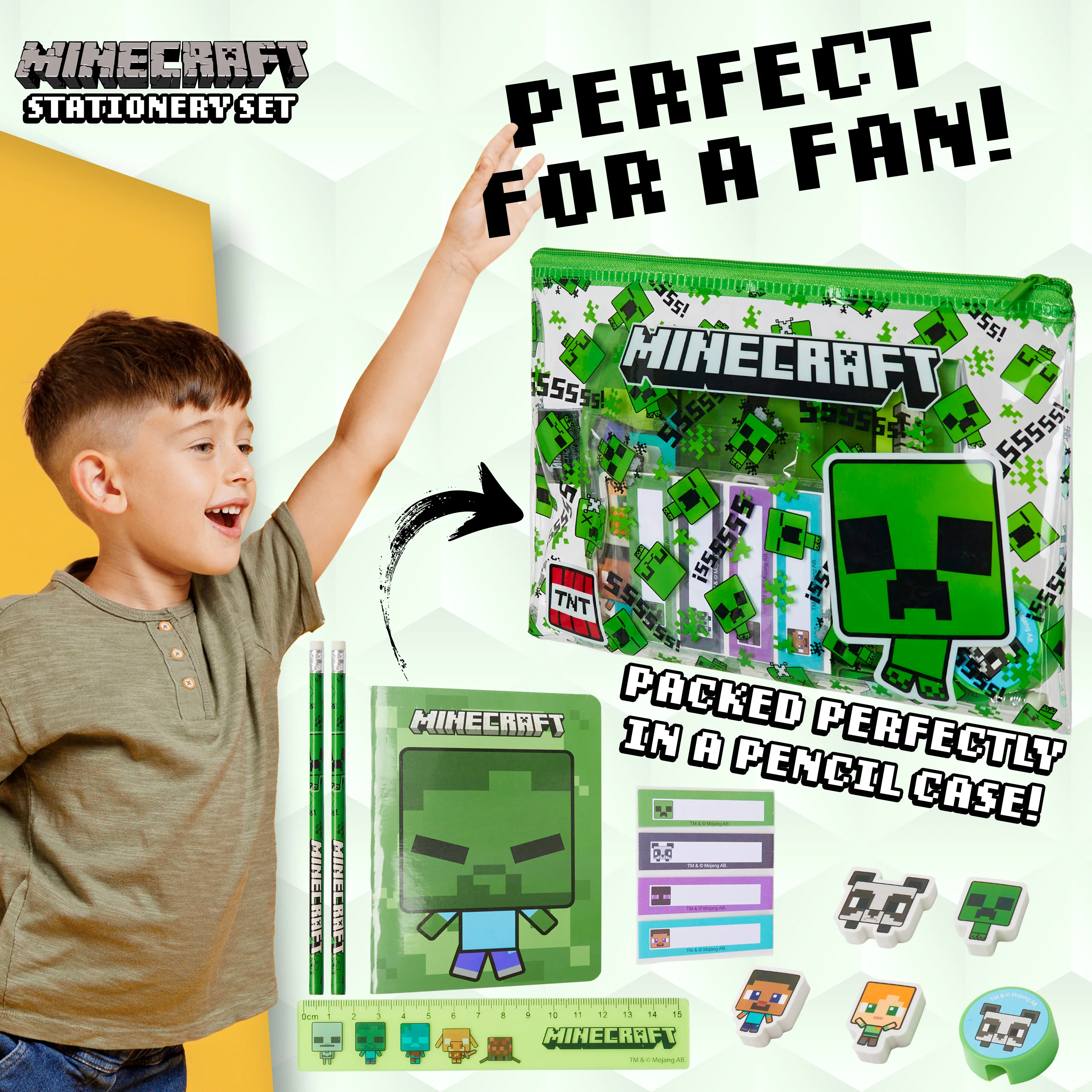 Minecraft Pencil Case and Stationery Set for Kids Filled Pencil Pouch Notebook Sticky Notes - Image 3