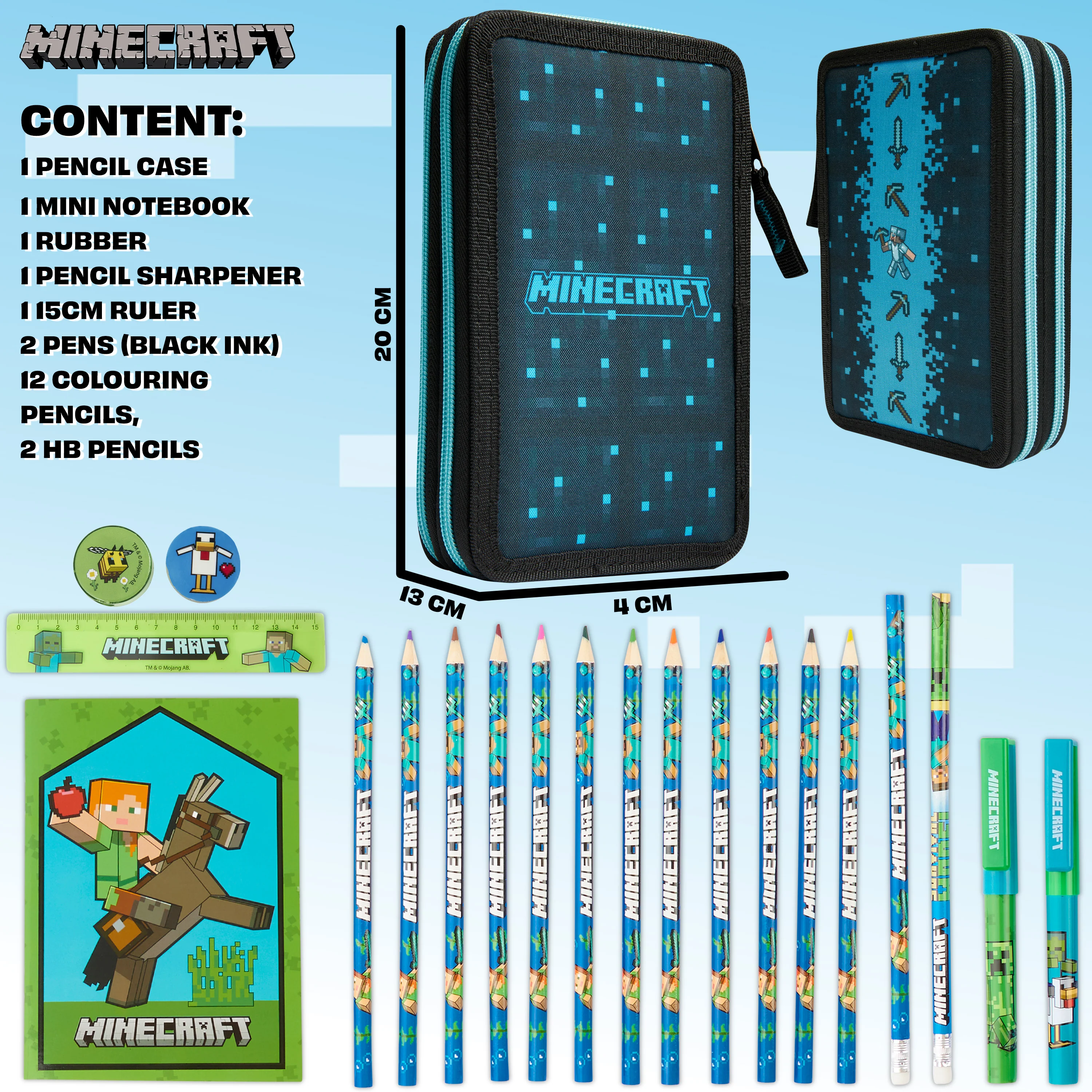 Minecraft Pencil Case Kids Teens Filled with Gamer Stationery Set School Supplies Creeper - Image 6
