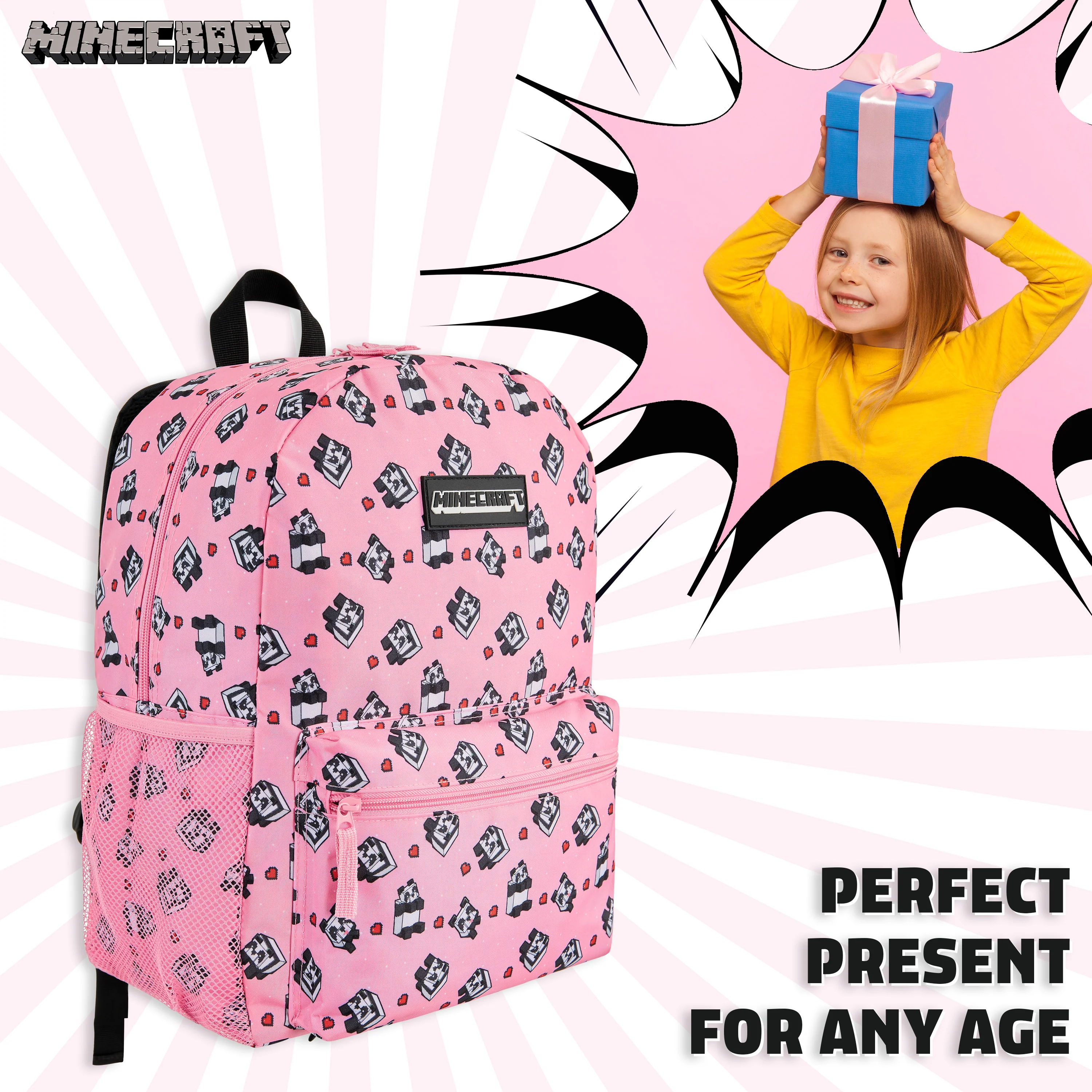 Minecraft School Bag Boys and Girls, Kids Backpack (Pink) - Image 4