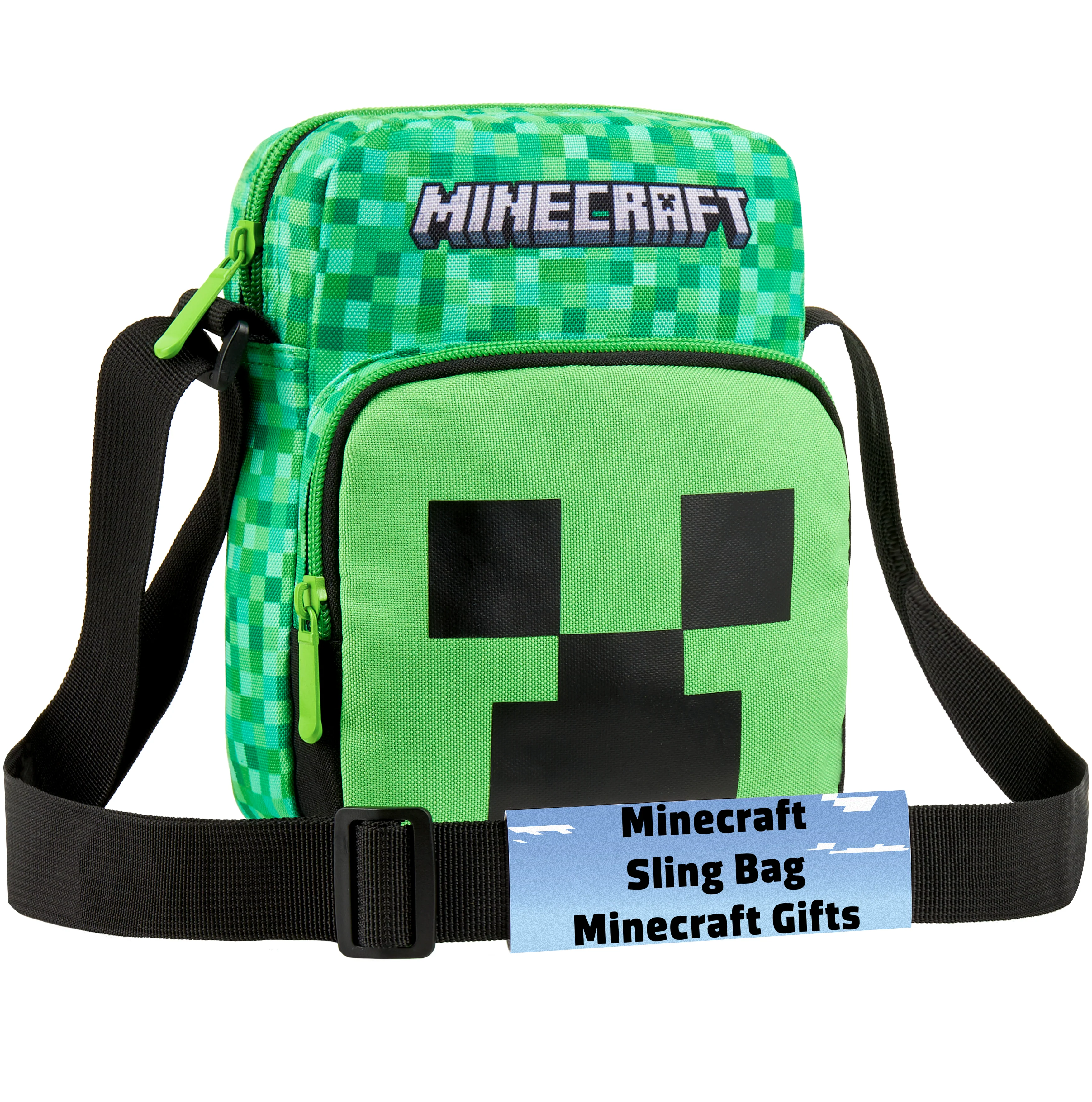 Minecraft Shoulder Bag for Kids & Teenagers, Creeper Sling Bag With Adjustable Strap, Travel & Holiday Essentials, Gamer Gifts for Boys