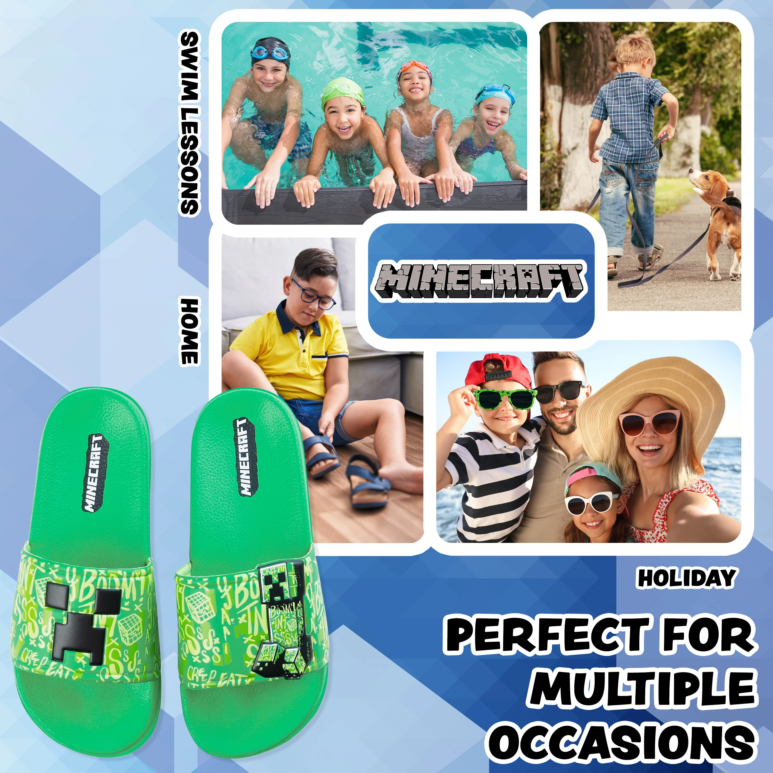 Minecraft Sliders for Boys and Teenagers, Kids Flip Flops - Image 5