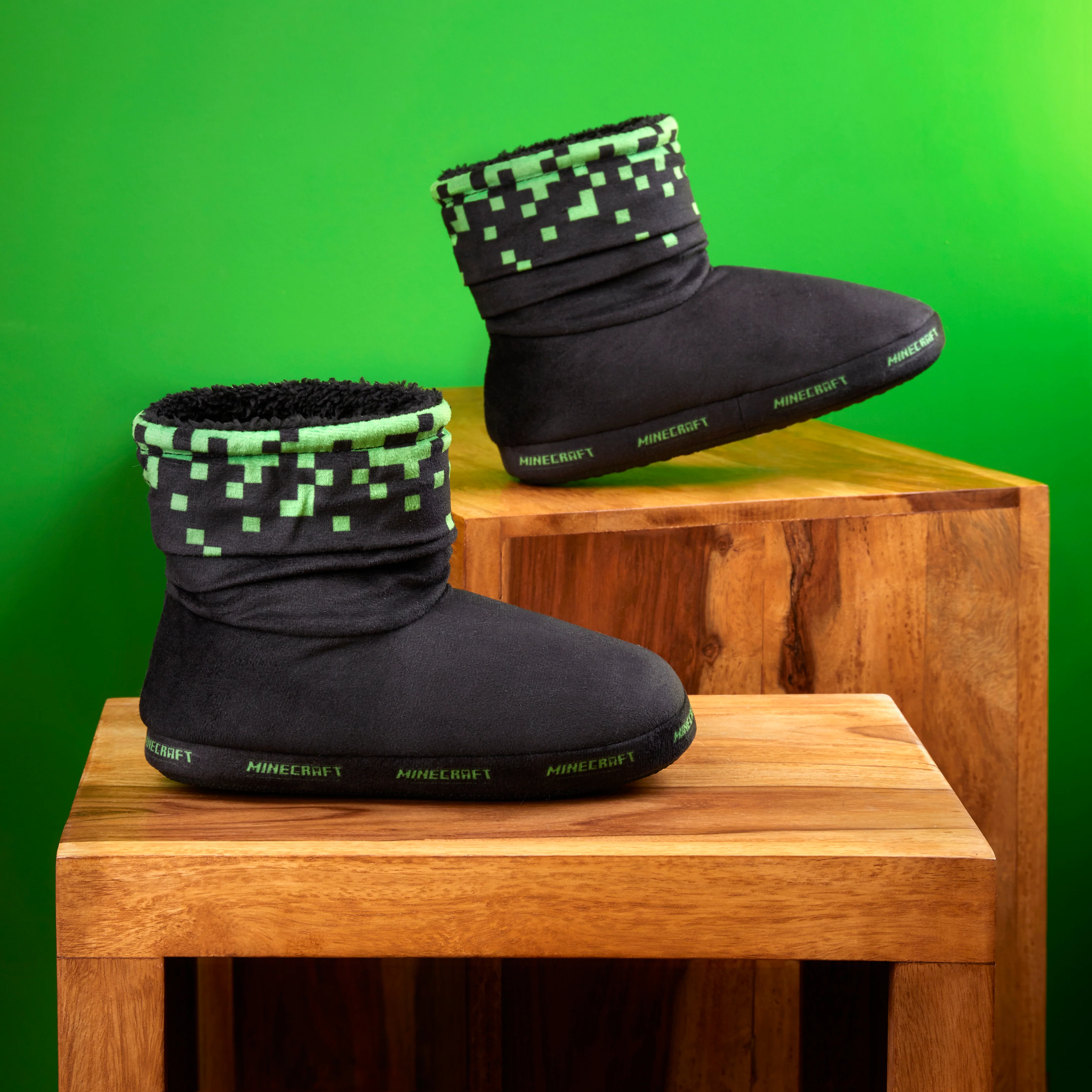 Minecraft Slipper Boots for Kids Slouch Gamer Fleece Slippers Girls Boys House Shoes - Image 2