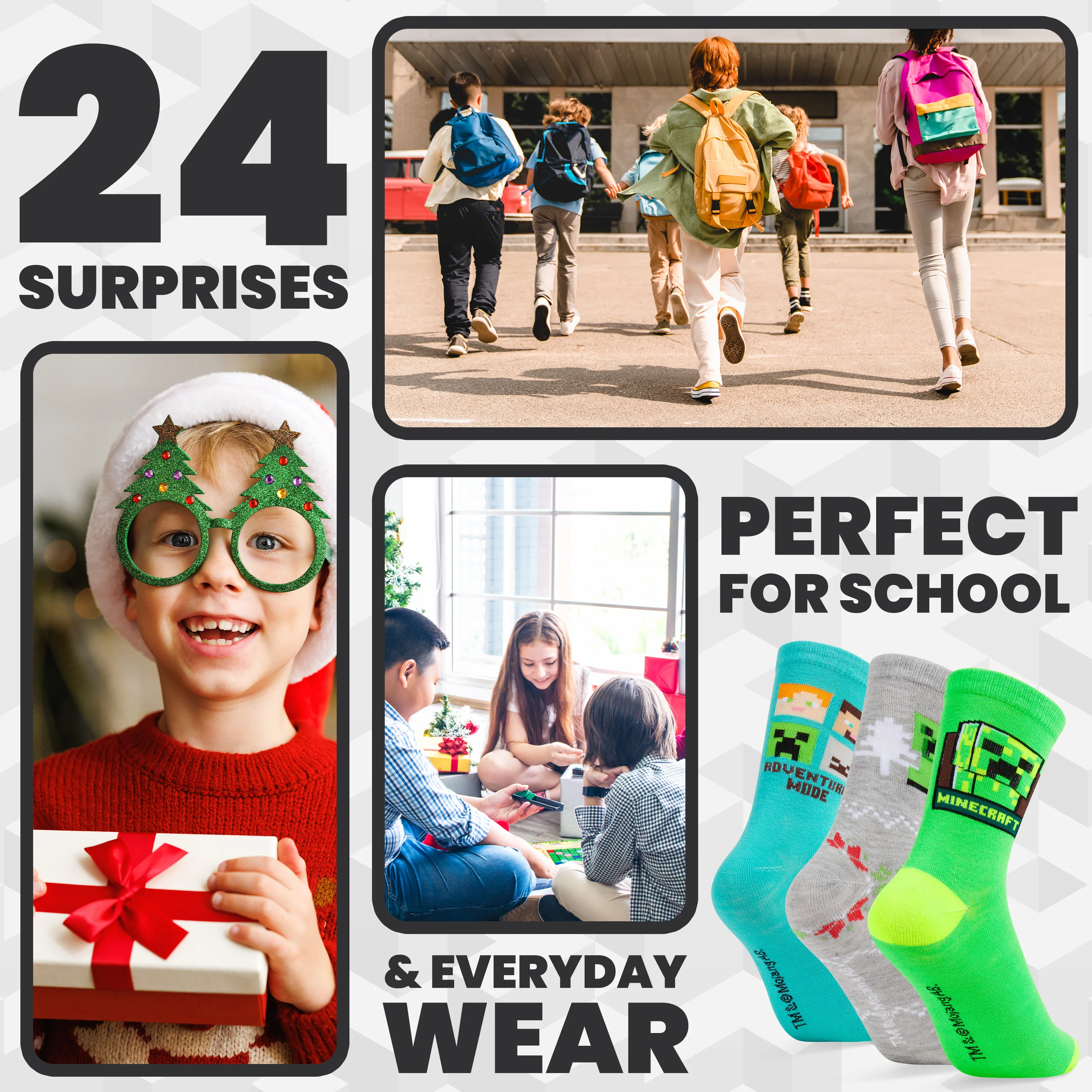 Minecraft Socks Advent Calendar 2025, Creeper Countdown Calendar for Gamers - Image 3