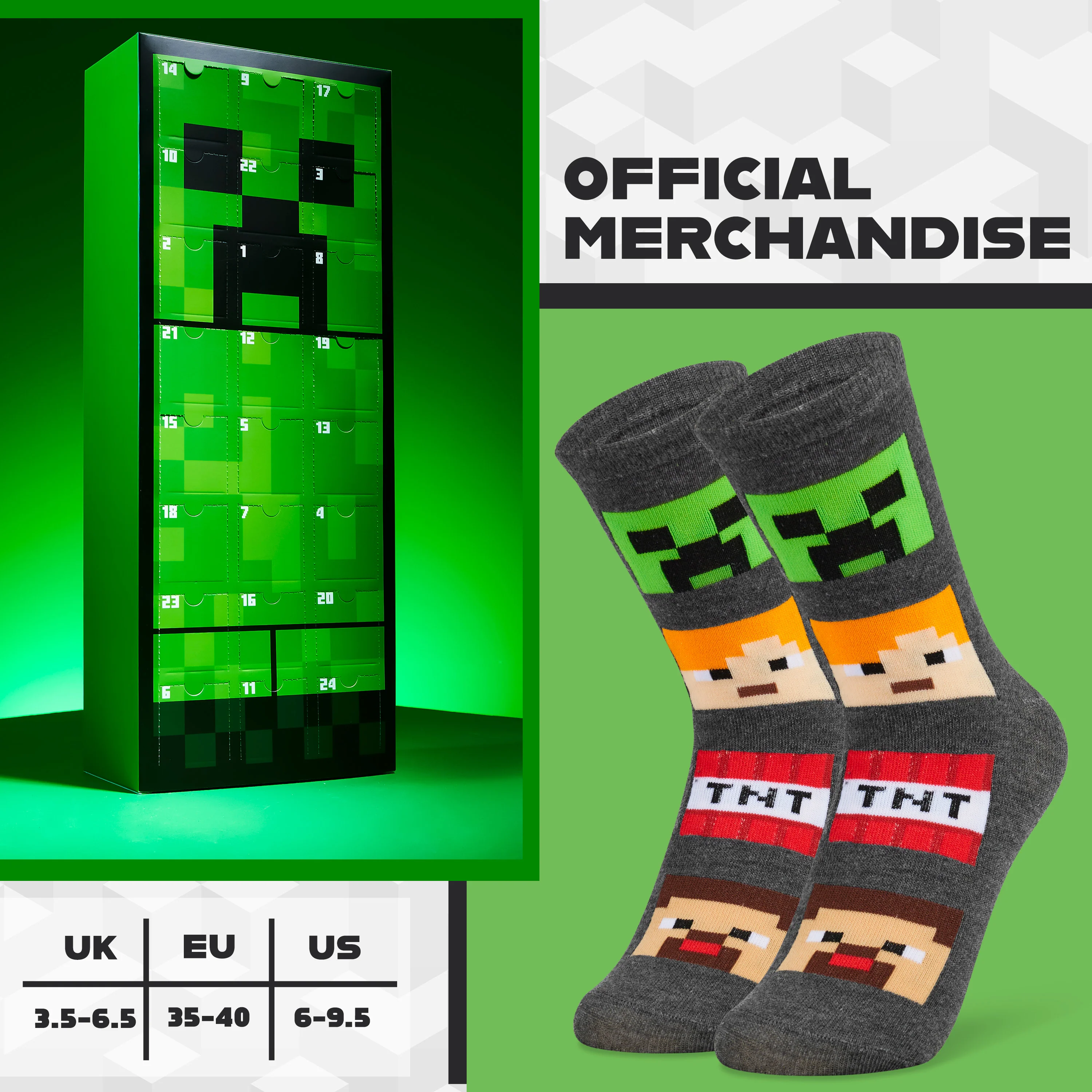 Minecraft Socks Advent Calendar 2025, Creeper Countdown Calendar for Gamers - Image 6