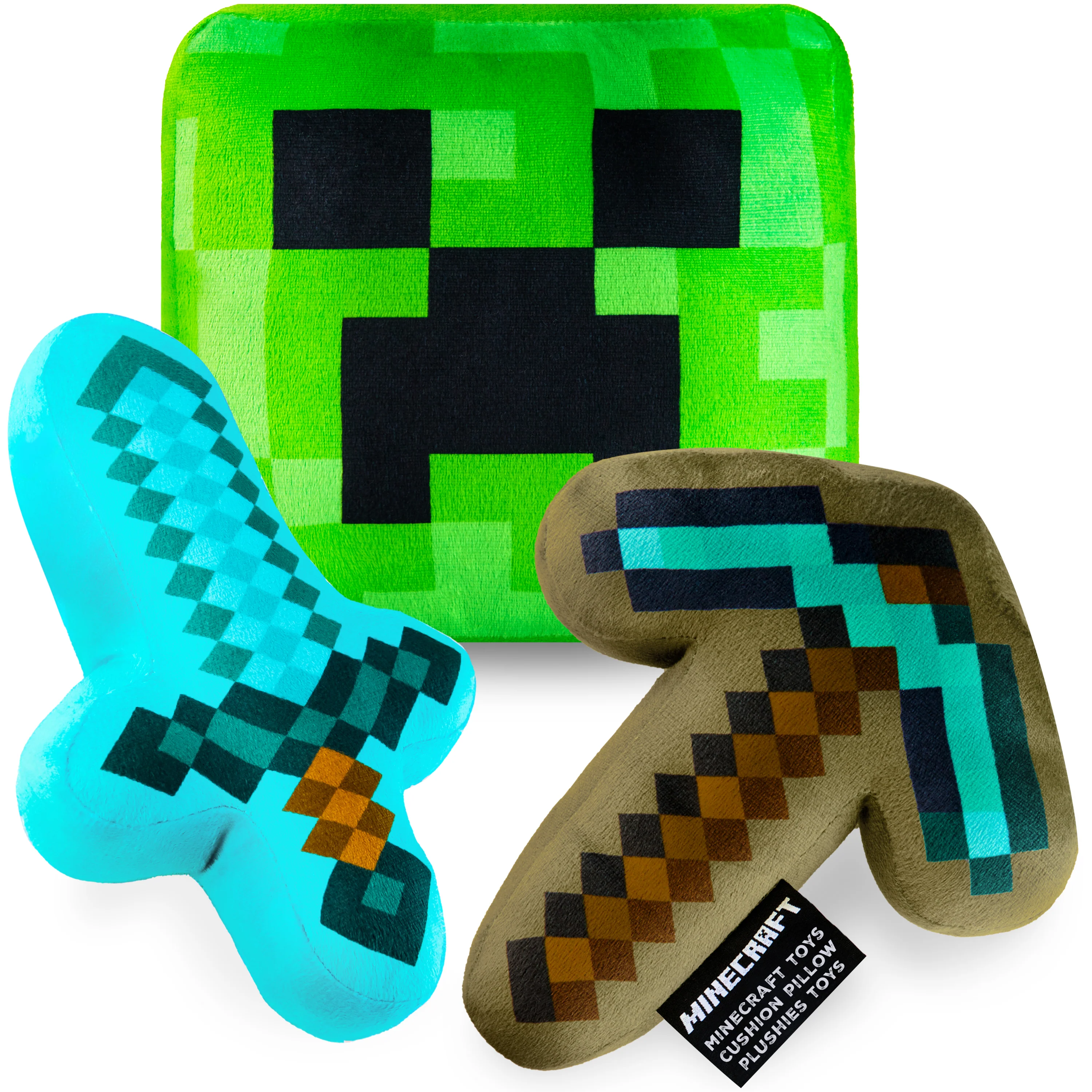Minecraft Soft Toy 3pcs Plushie Cushion Set Creeper Stuffed Toy Kids Teenagers, Bedroom Accessories 3D Soft Toy Decorative Stuffed Collectibles Gifts for Gamers