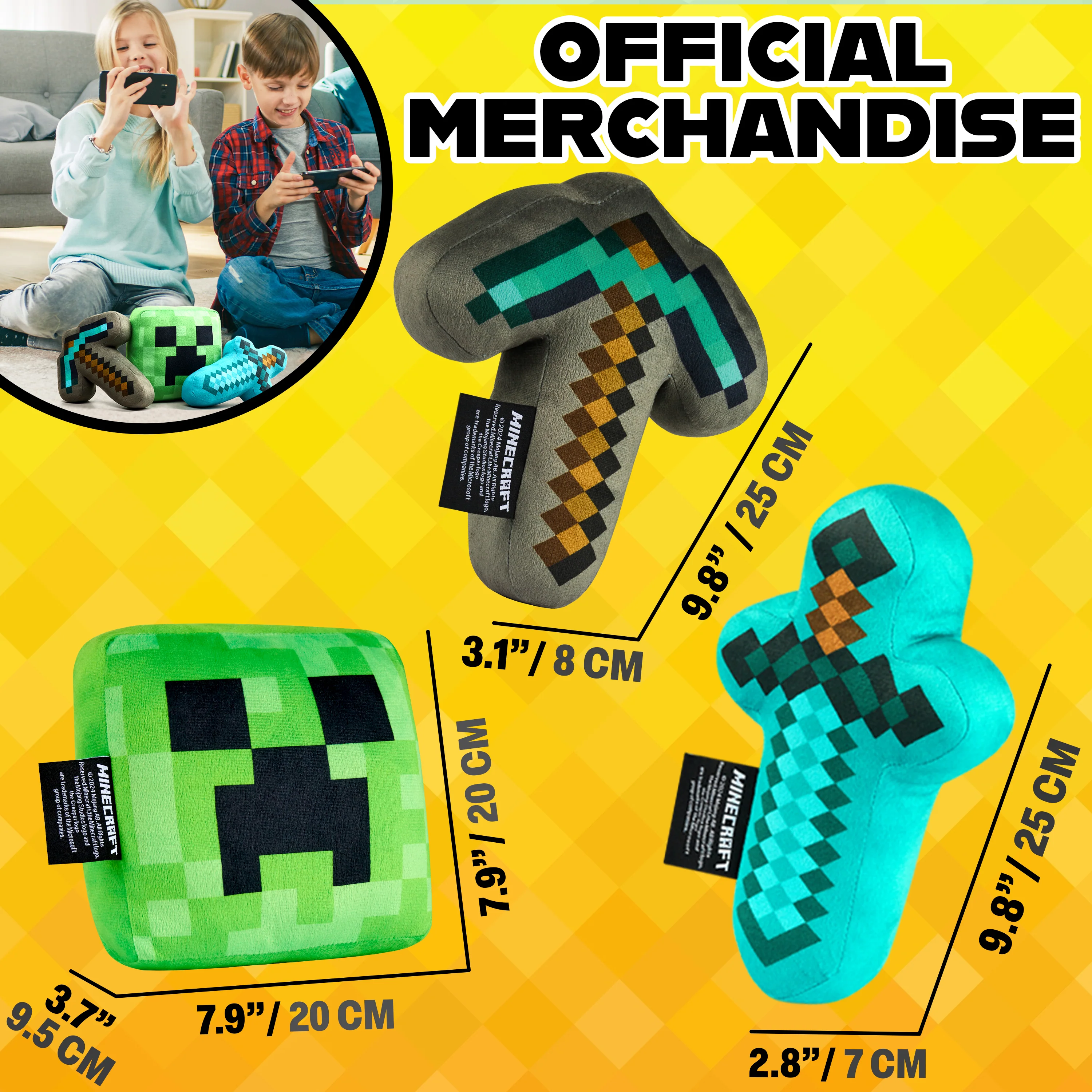 Minecraft Soft Toy 3pcs Plushie Cushion Set Creeper Stuffed Toy Kids Teenagers, Bedroom Accessories 3D Soft Toy Decorative Stuffed Collectibles Gifts for Gamers - Image 2