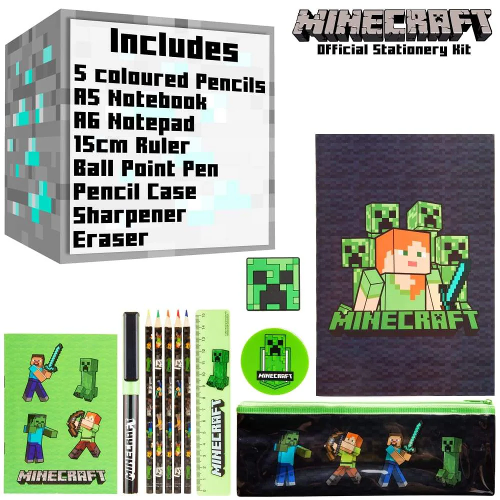Minecraft Stationery Set, Back To School Supplies, Notebook & Pencil Case Set - Image 4