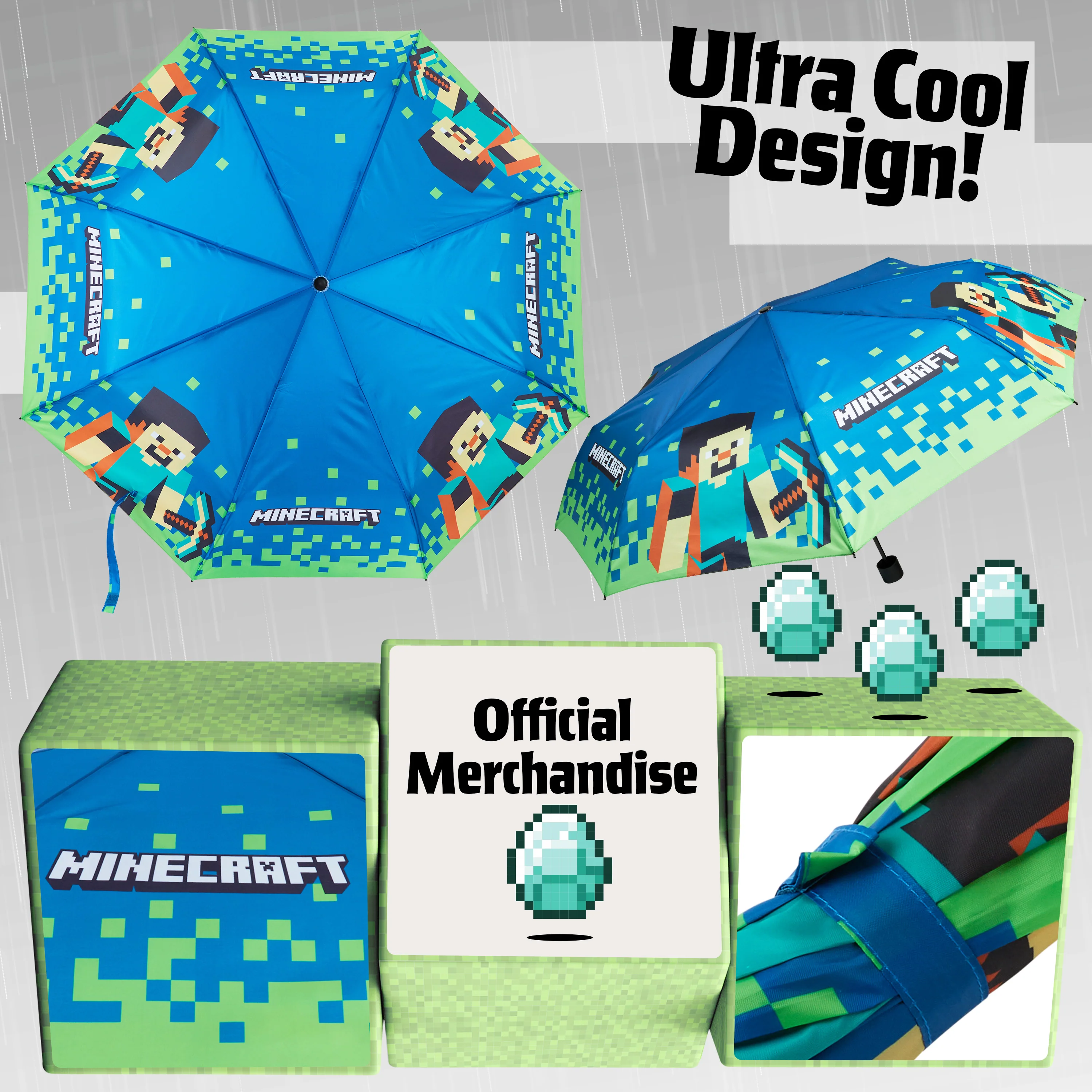 Minecraft Telescopic Umbrella - Folding Umbrella Lightweight for Travel School - Image 4