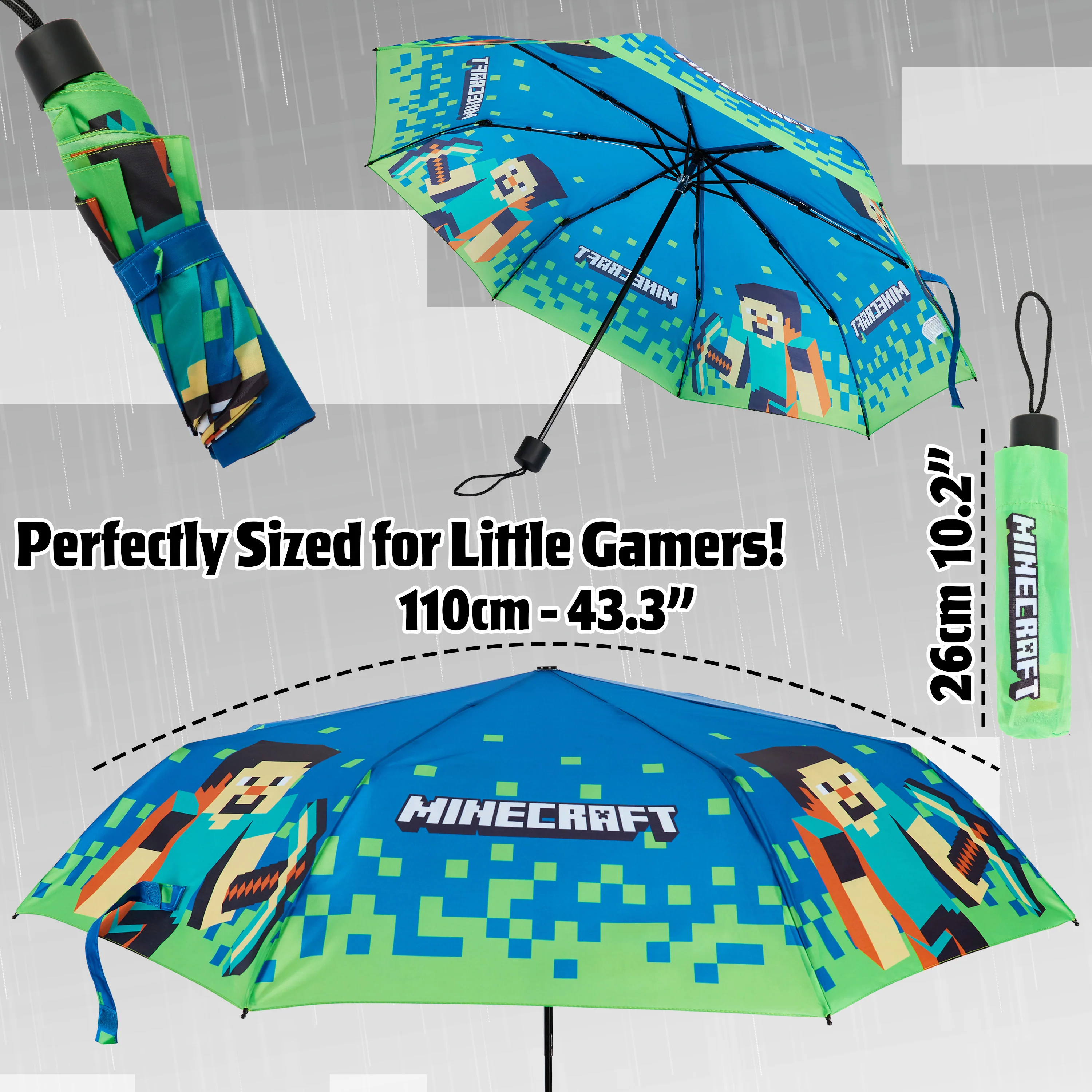 Minecraft Telescopic Umbrella - Folding Umbrella Lightweight for Travel School - Image 6