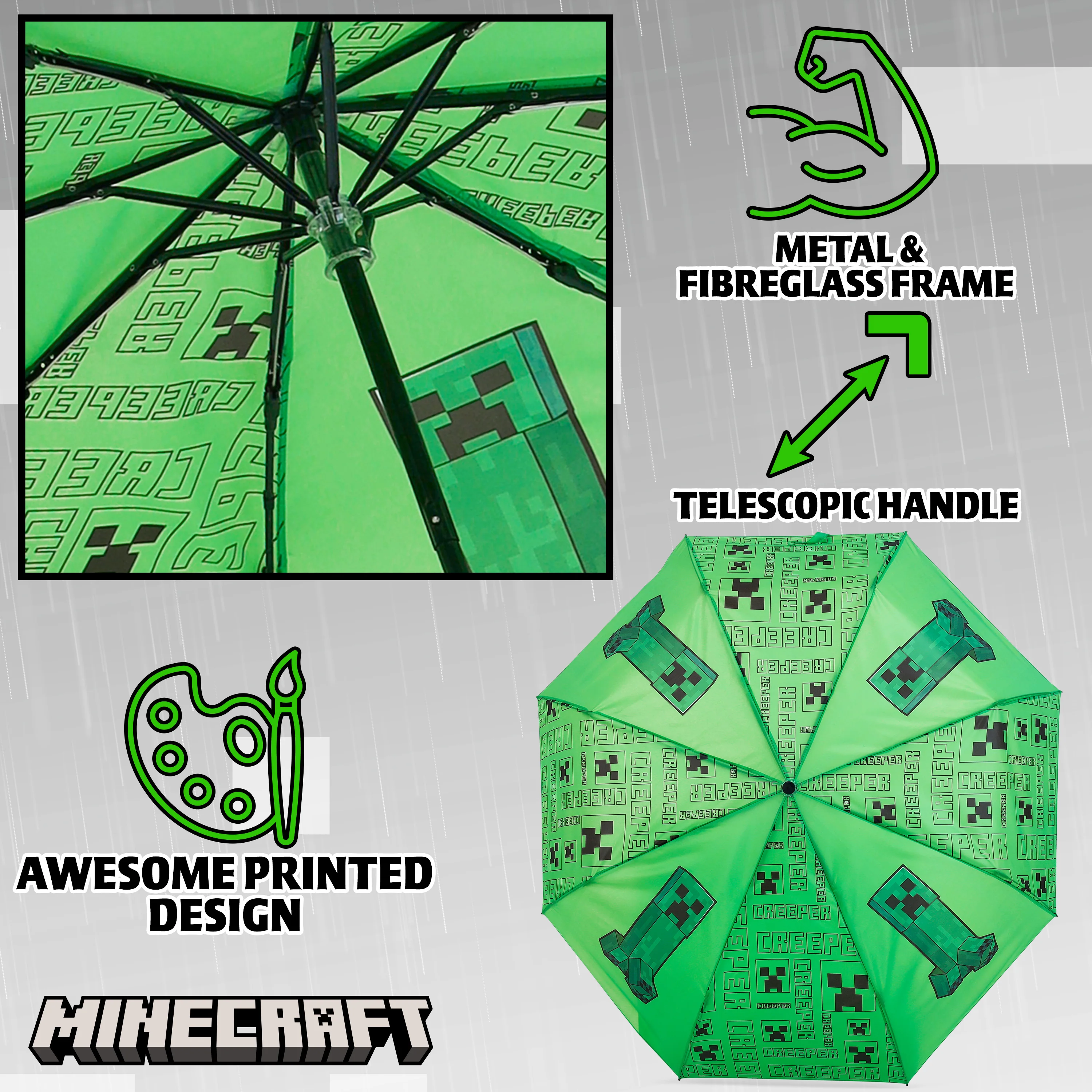 Minecraft Telescopic Umbrella - Folding Umbrella Lightweight for Travel School - Image 6