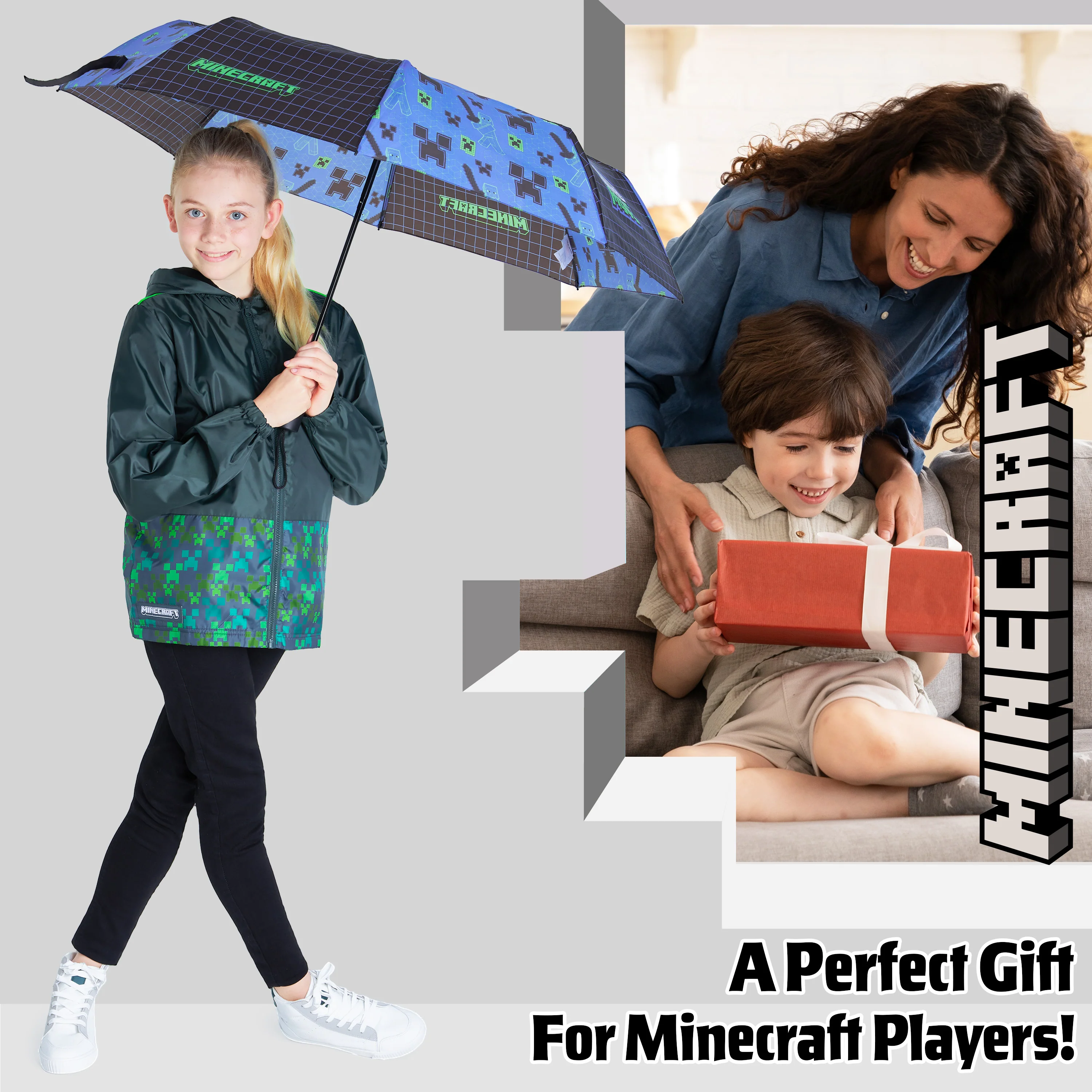 Minecraft Telescopic Umbrella - Folding Umbrella Lightweight for Travel School - Image 3