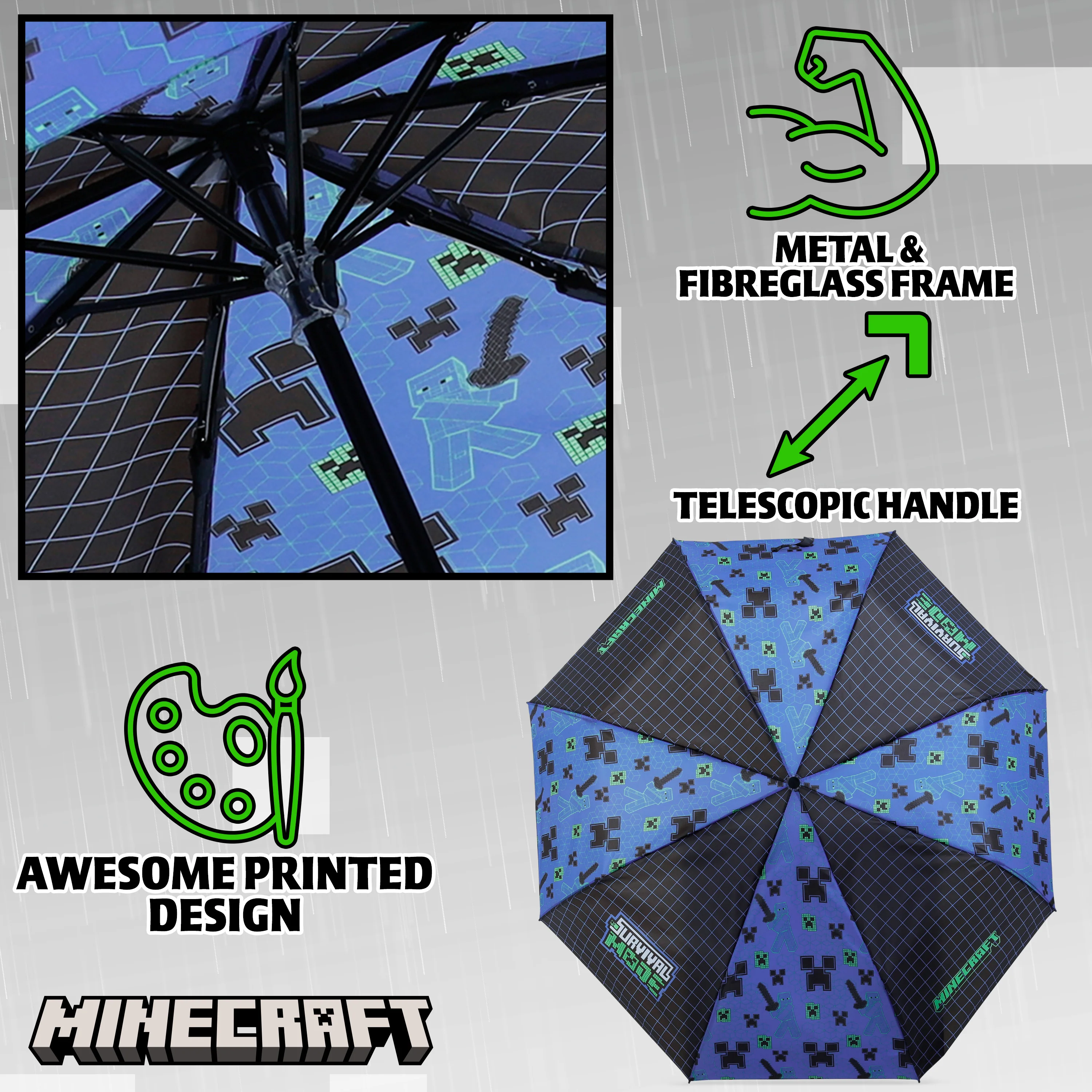 Minecraft Telescopic Umbrella - Folding Umbrella Lightweight for Travel School - Image 6