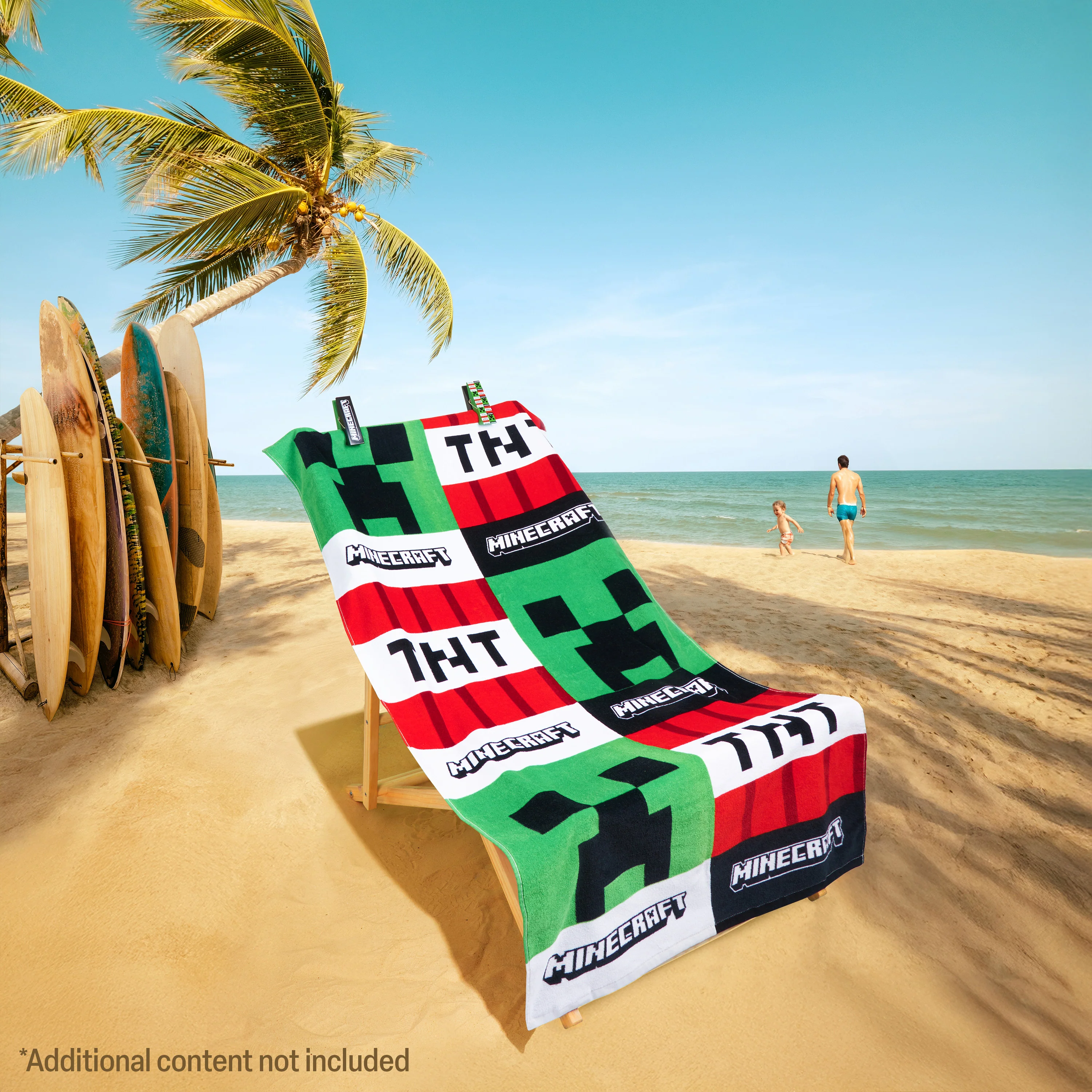 Minecraft Towel Kids Teens 2 Pegs Clips Beach Towel Soft Absorbent Bath Shower Creeper Swimming Towel 100% Cotton Quick Dry Holiday Essentials 140x70cm - Image 5