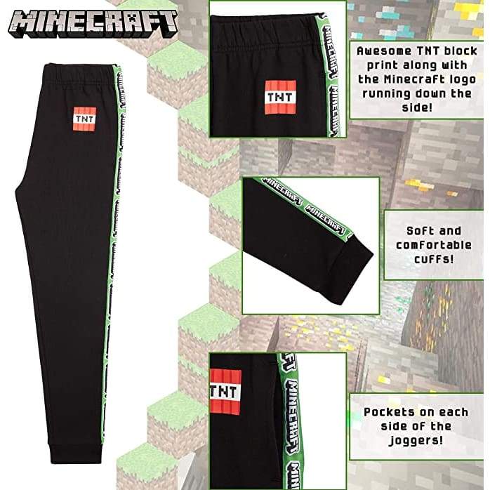 Minecraft Tracksuit Grey Boys Pants with Elastic Waist for Boys Teenagers - Image 3