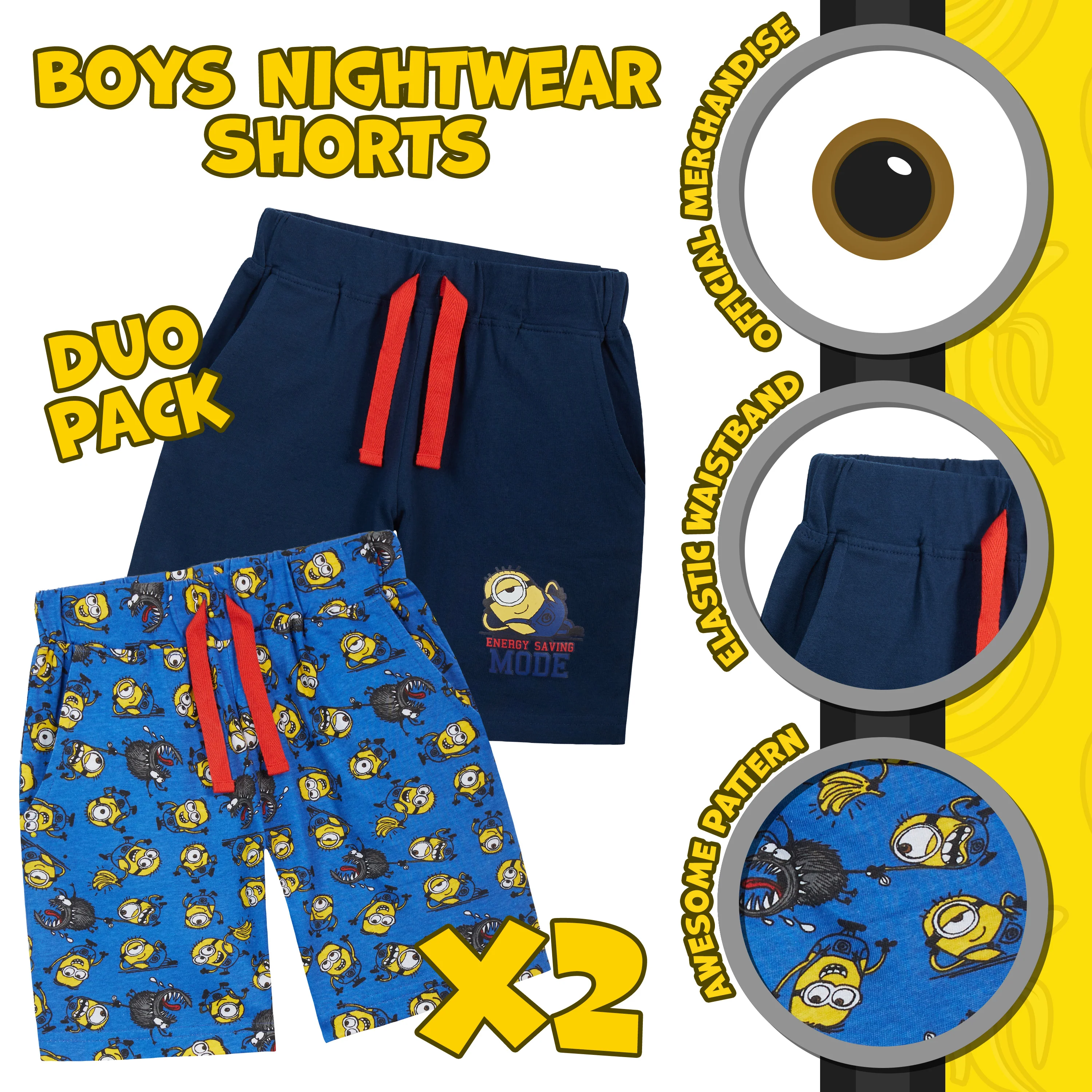 MINIONS Boys Shorts - 2-Pack Kids Shorts - Image 3