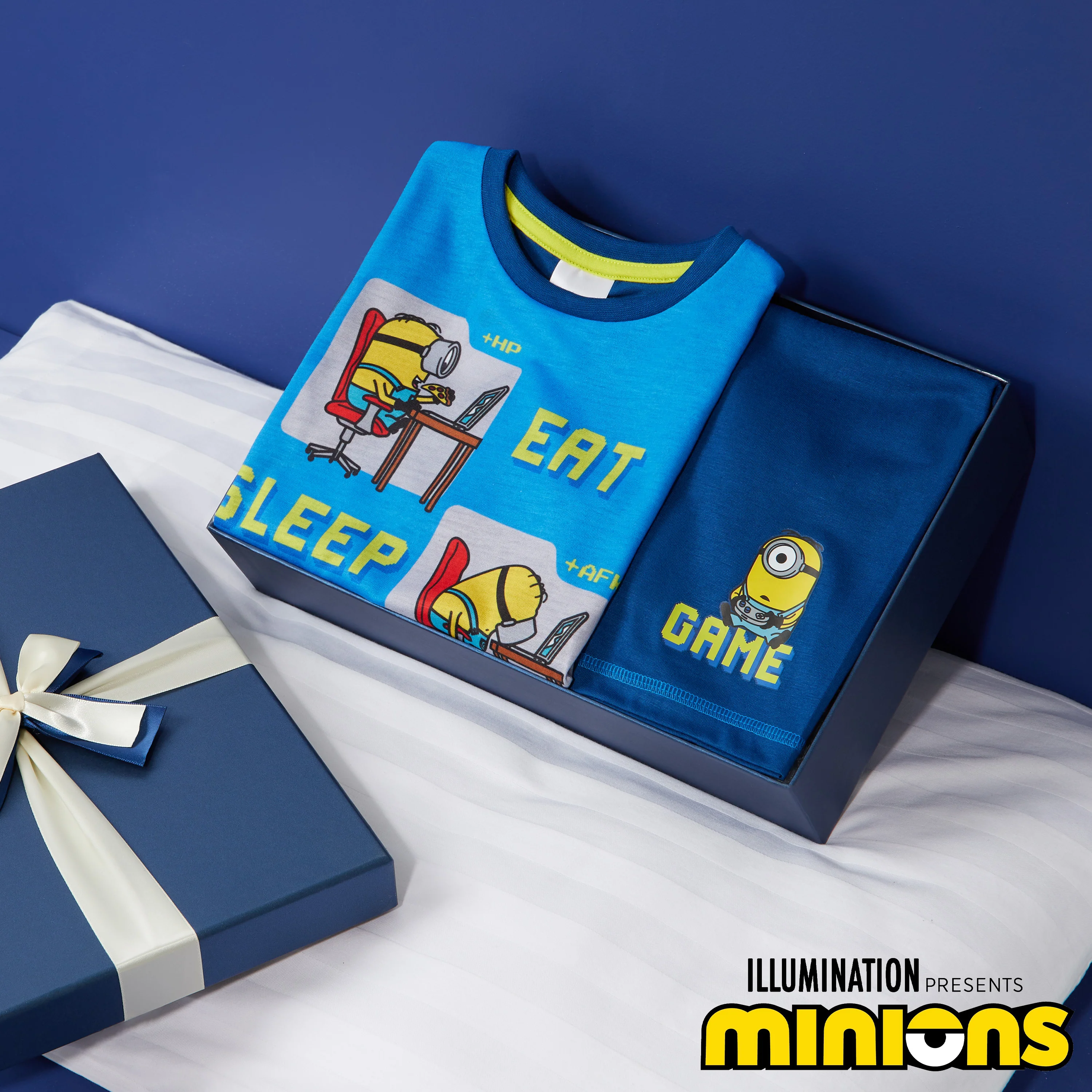 MINIONS Boys Short Pyjamas Set, Soft Breathable Lounge Wear - Blue - Image 2