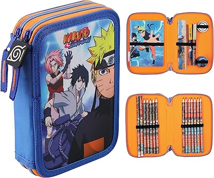 Naruto Pencil Case with Stationery Included School Supplies Filled Large Pencil Case