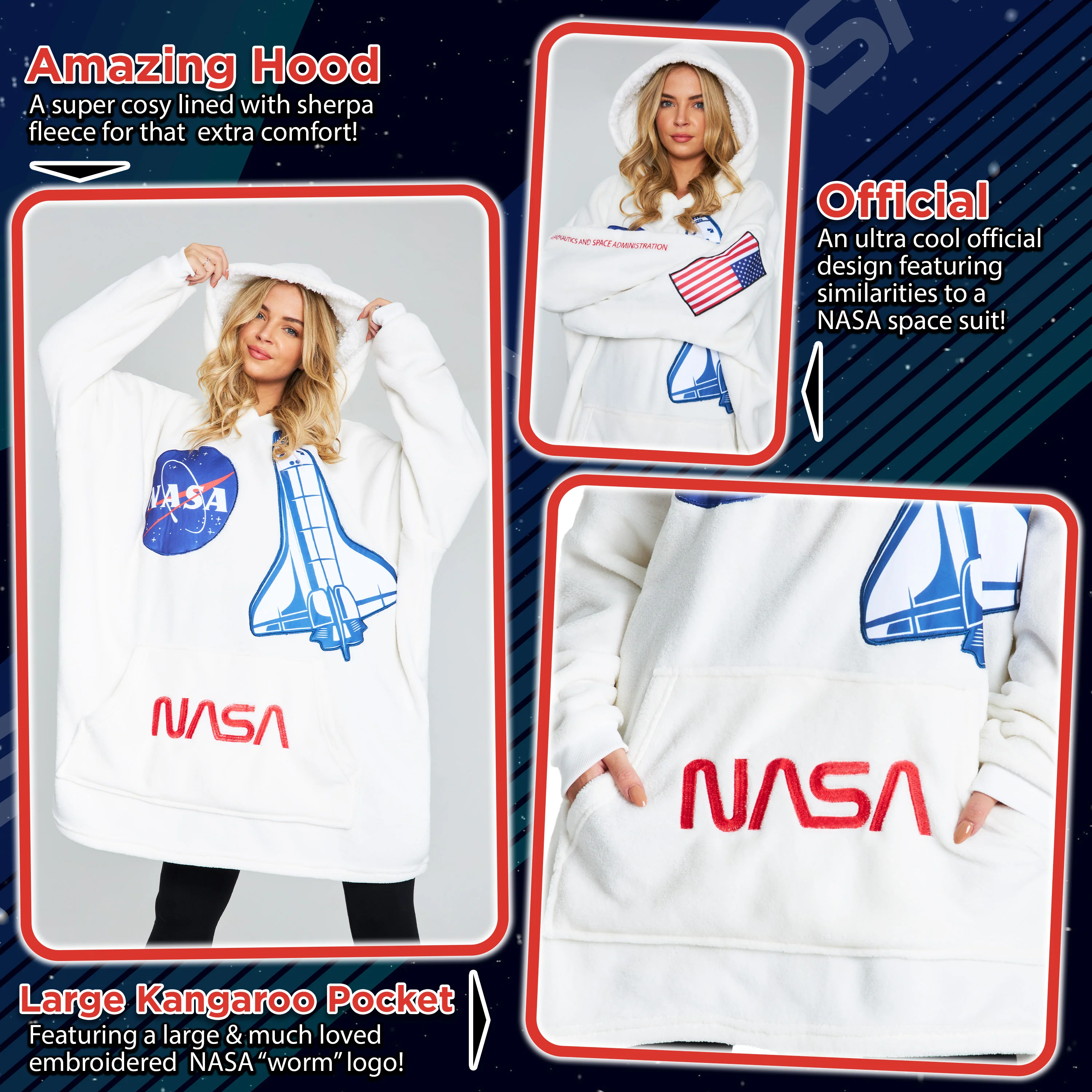 Nasa Blanket Hoodie for Men & Women - Oversized Fleece Hoodie - Image 4