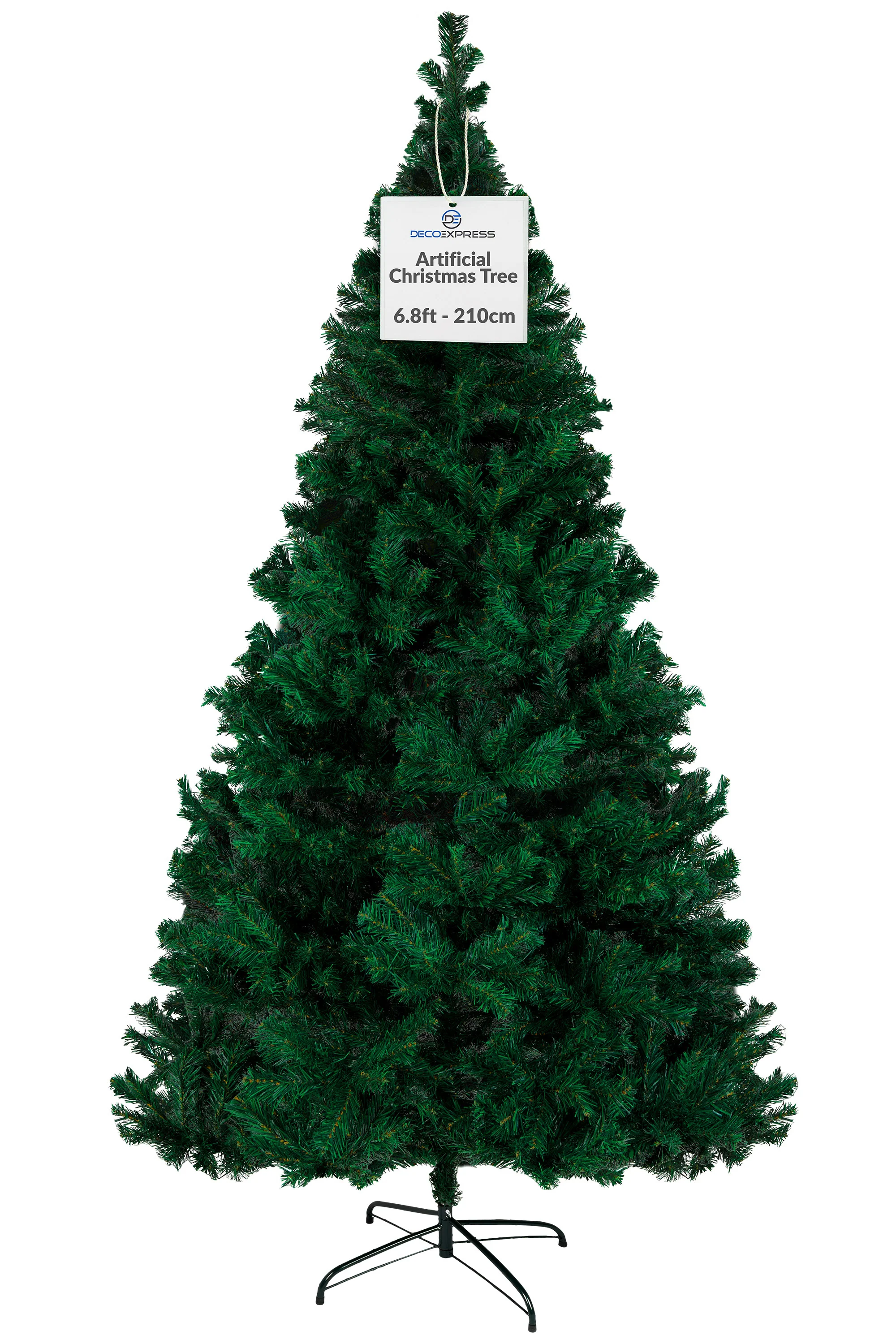 DECO EXPRESS Christmas Tree with Metal Stand Artificial Tree (Green 6.8ft)