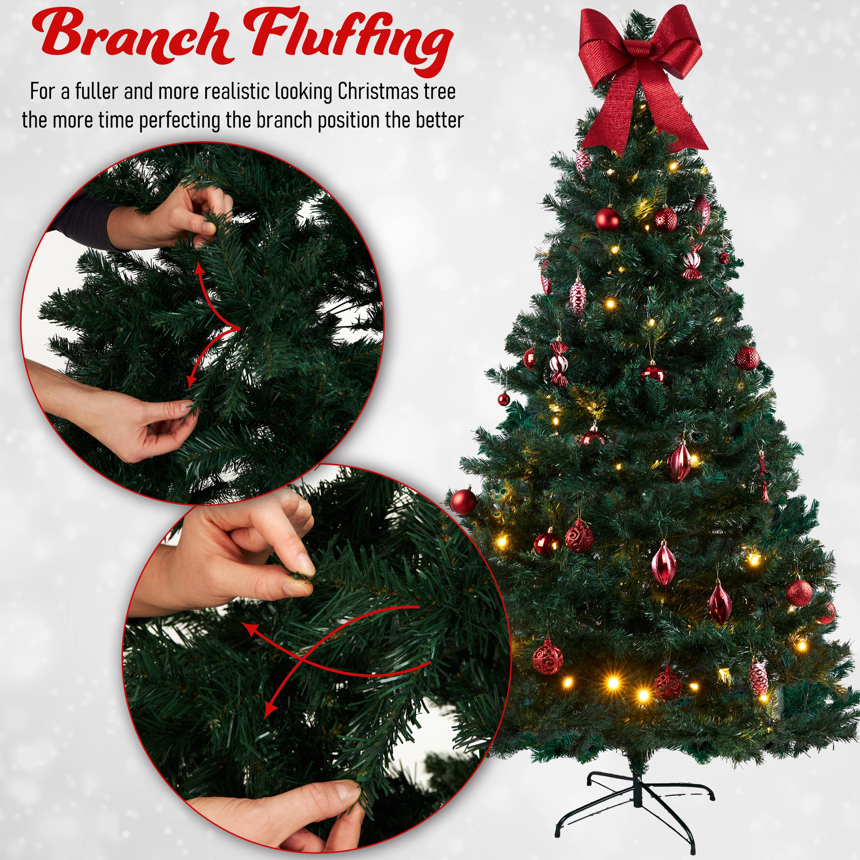 DECO EXPRESS Christmas Tree with Metal Stand Artificial Tree (Green 6.8ft) - Image 3