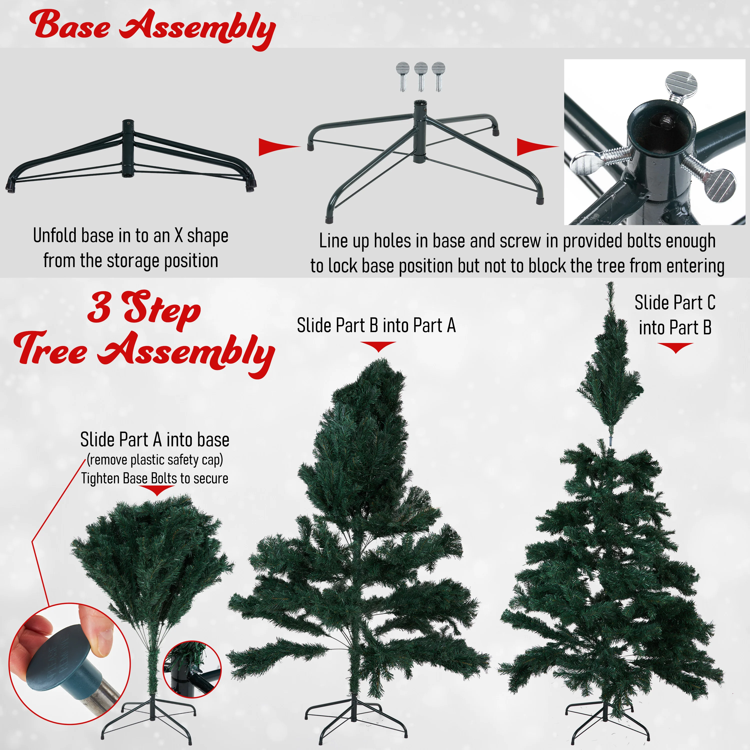 DECO EXPRESS Christmas Tree with Metal Stand Artificial Tree (Green 6.8ft) - Image 4