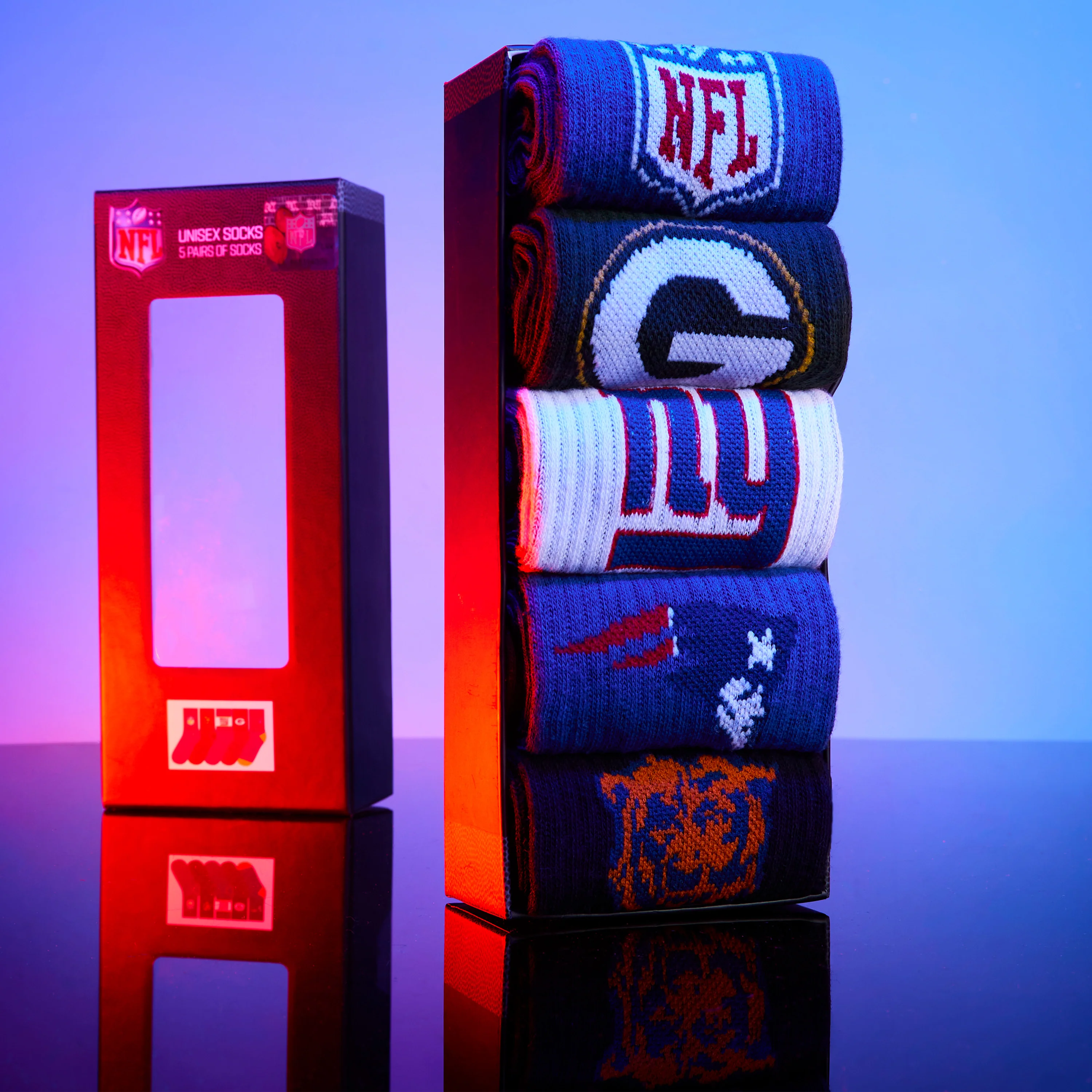 NFL Socks for Adults and Teenagers - Pack of 5 Calf Socks - Image 2