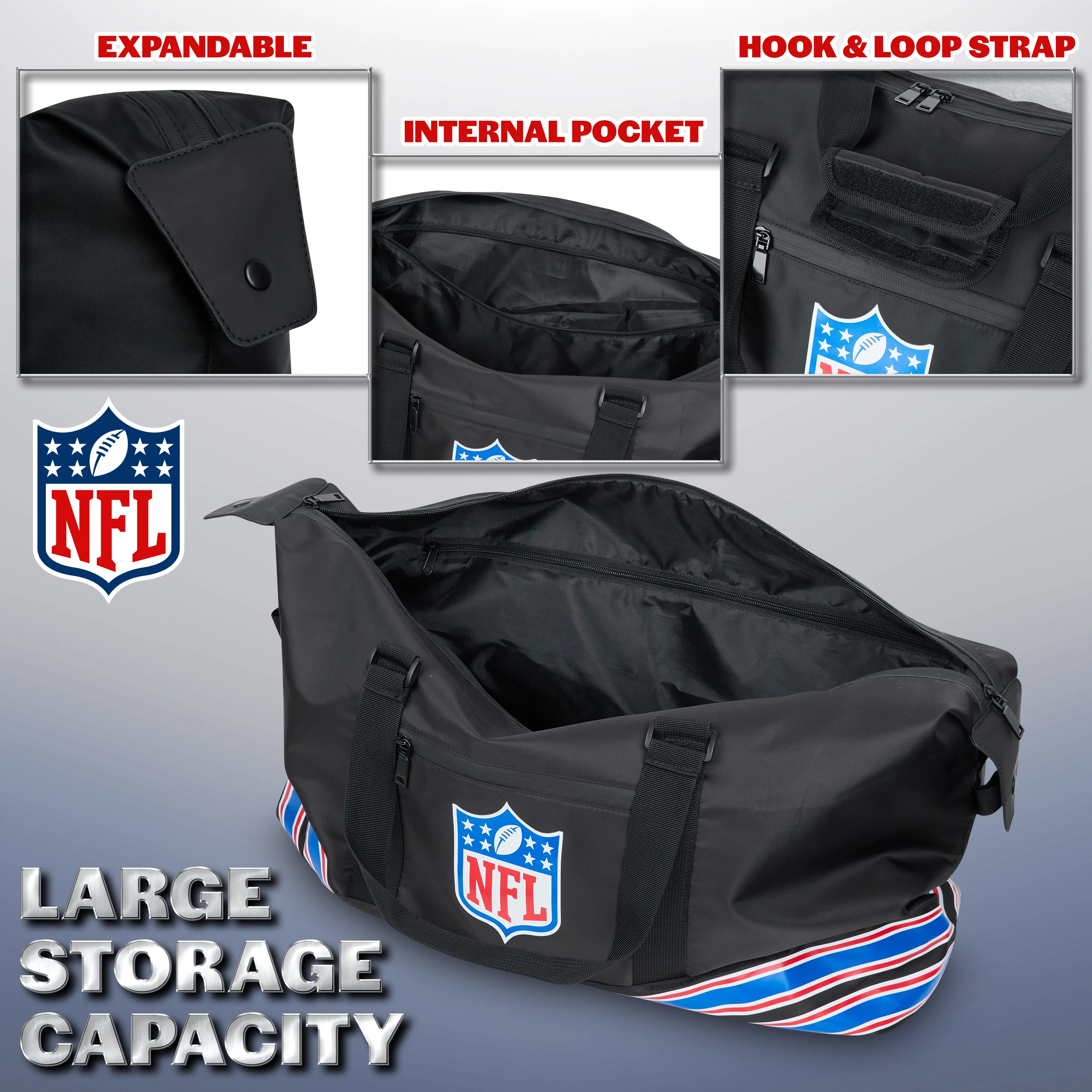 NFL Sports Duffels for Men and Teenagers - Zipped Duffel Bag - Image 4