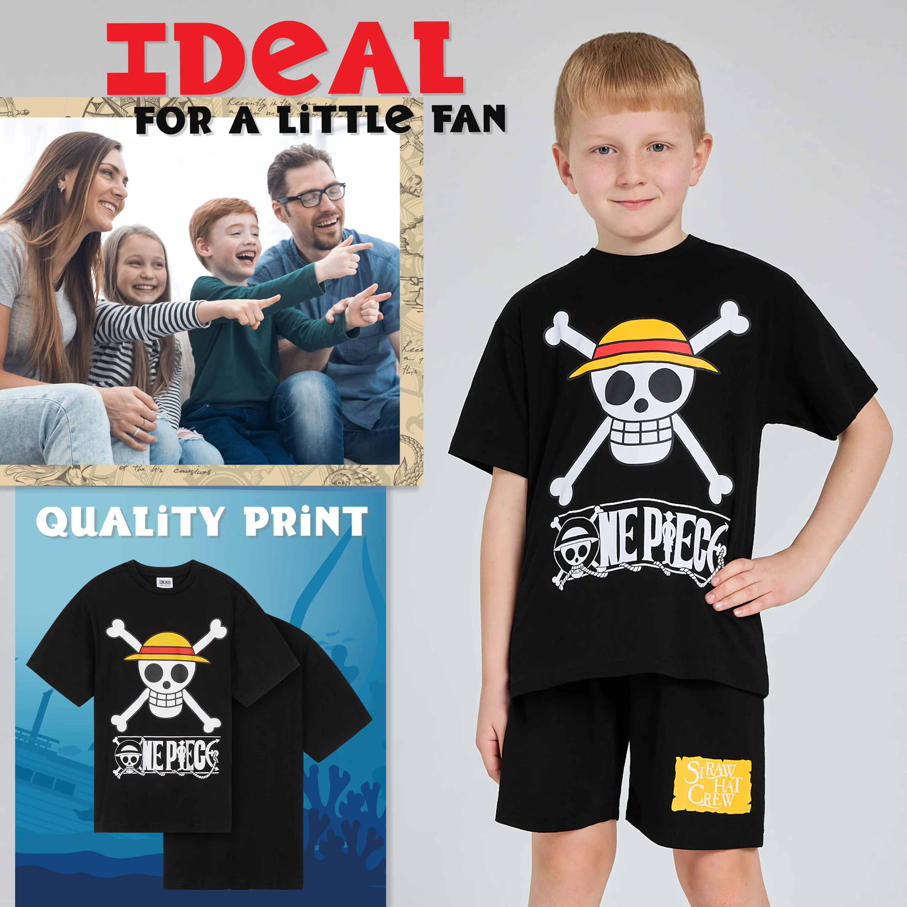 One Piece Boys Short Pyjamas Set, Breathable Lounge Wear - Anime Gifts - Image 3