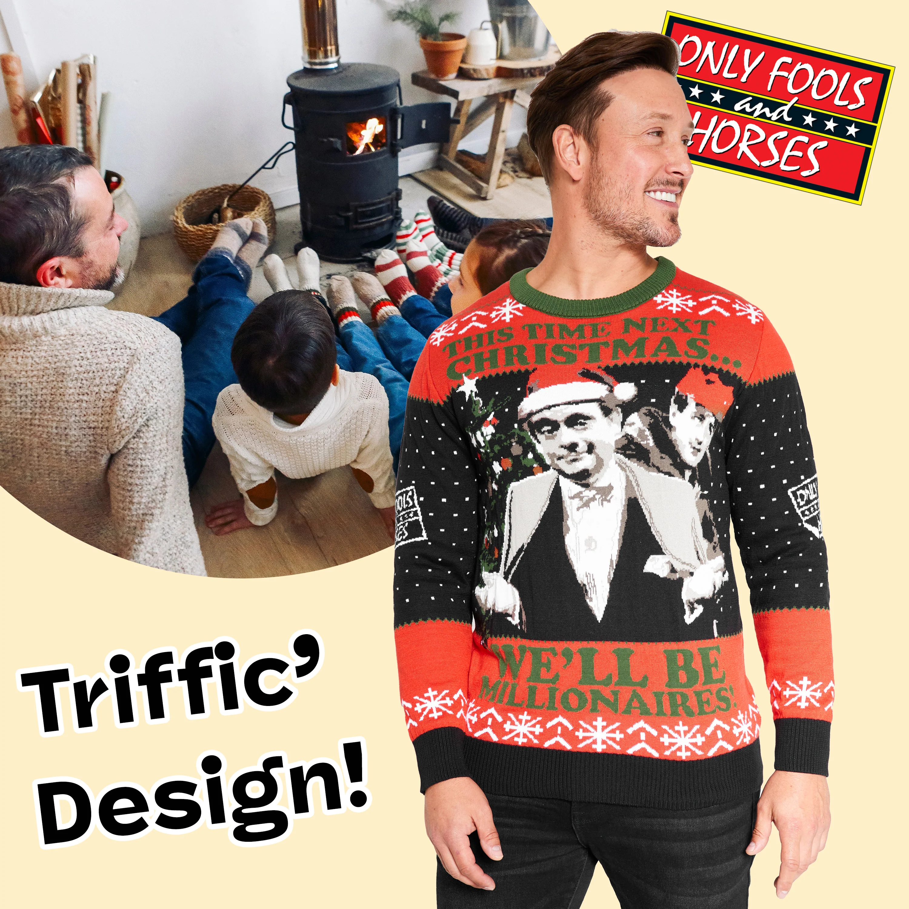 Only Fools and Horses Christmas Jumper for Men - Black/Red - Image 3