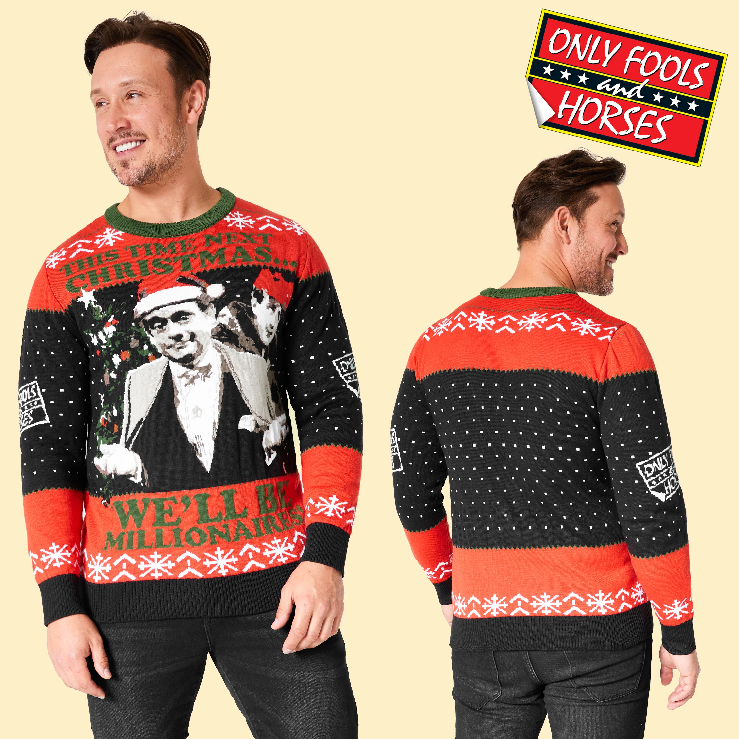 Only Fools and Horses Christmas Jumper for Men - Black/Red - Image 5