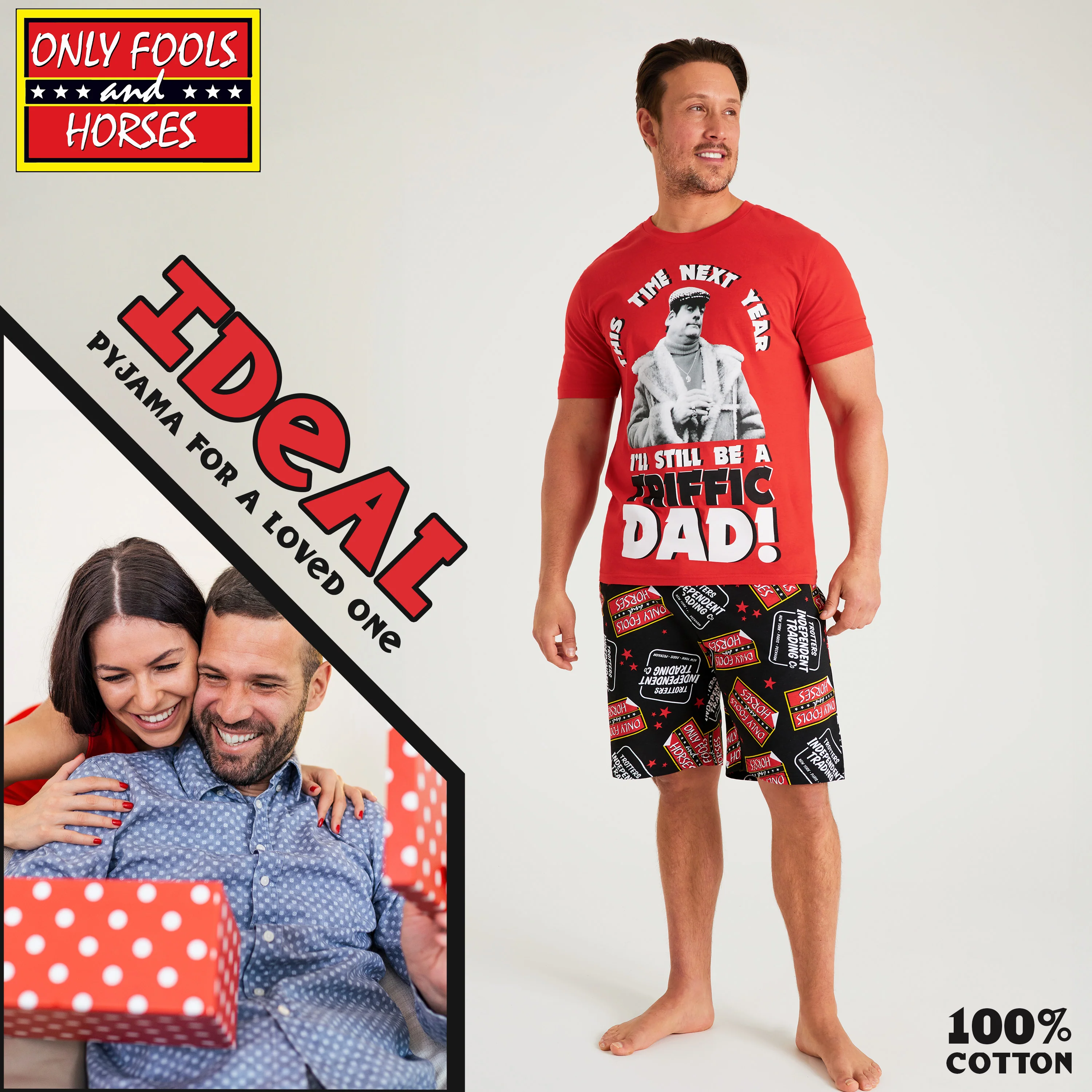 Only Fools and Horses Short Mens Pyjama Set, Lounge Wear - Red/Black - Image 3