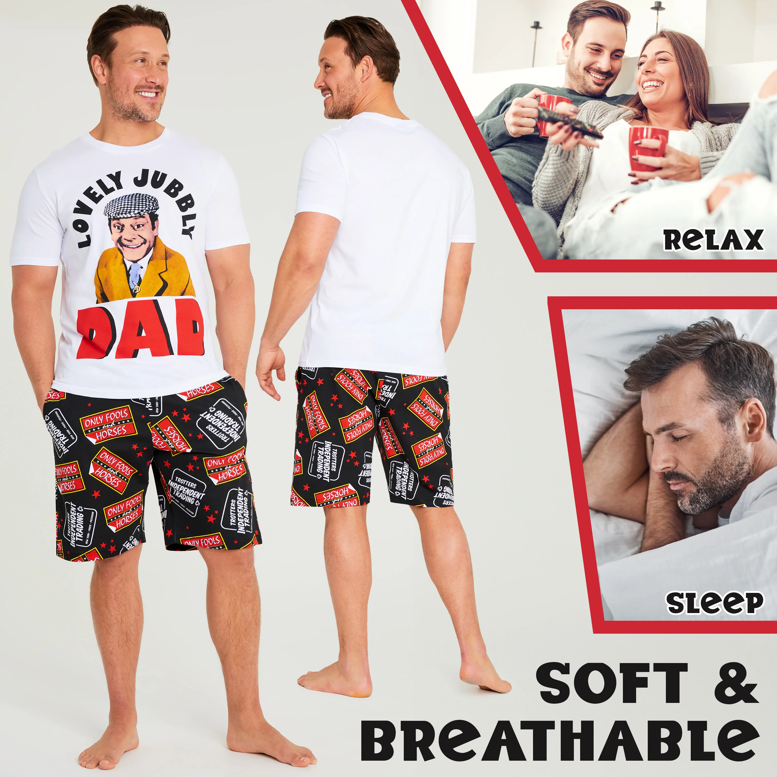 Only Fools and Horses Short Mens Pyjama Set, Lounge Wear - White/Black - Image 5