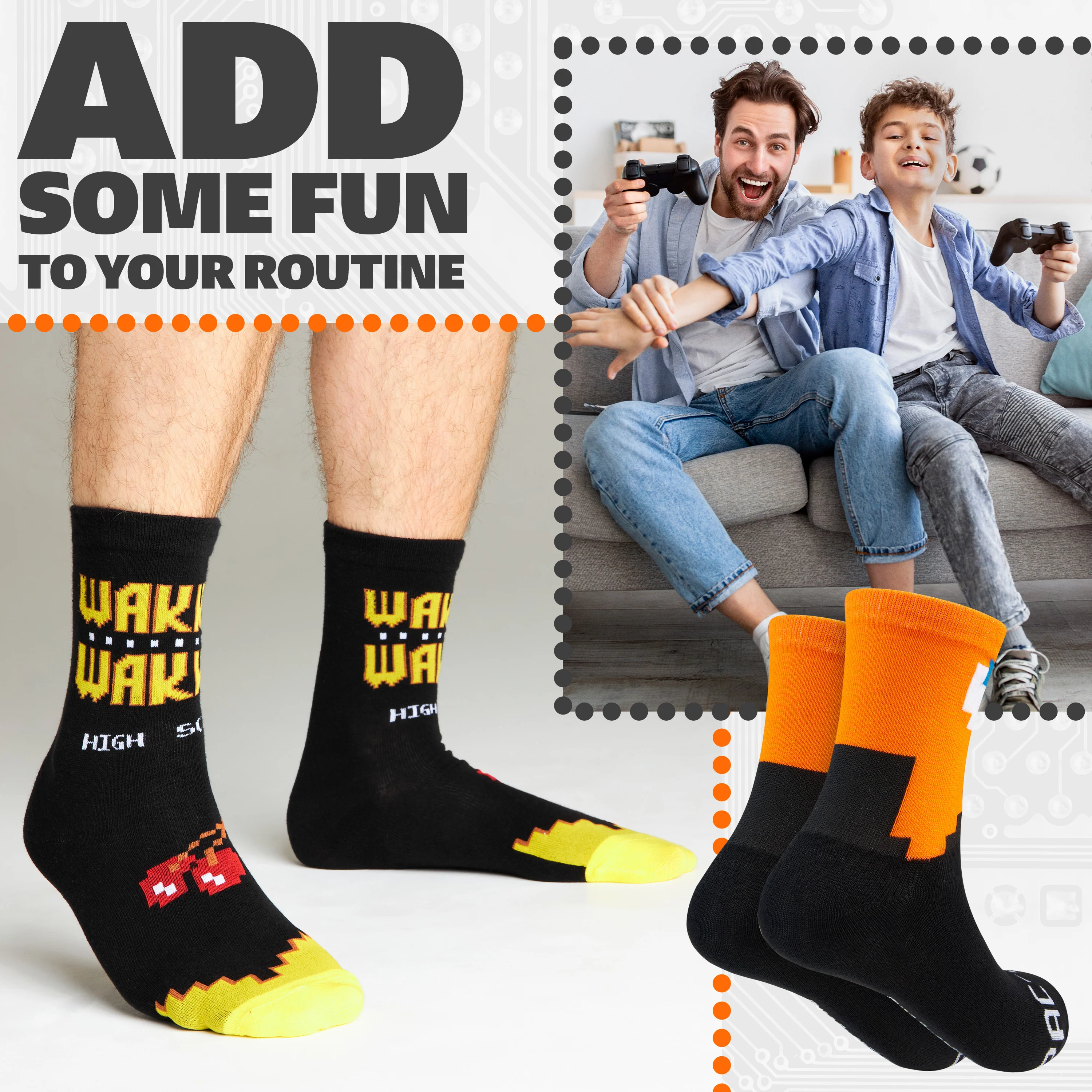 Pac-Man Calf Socks for Men Women Teens Breathable Pack of 5 Soft Socks Retro Funny Gifts for Him - Image 3