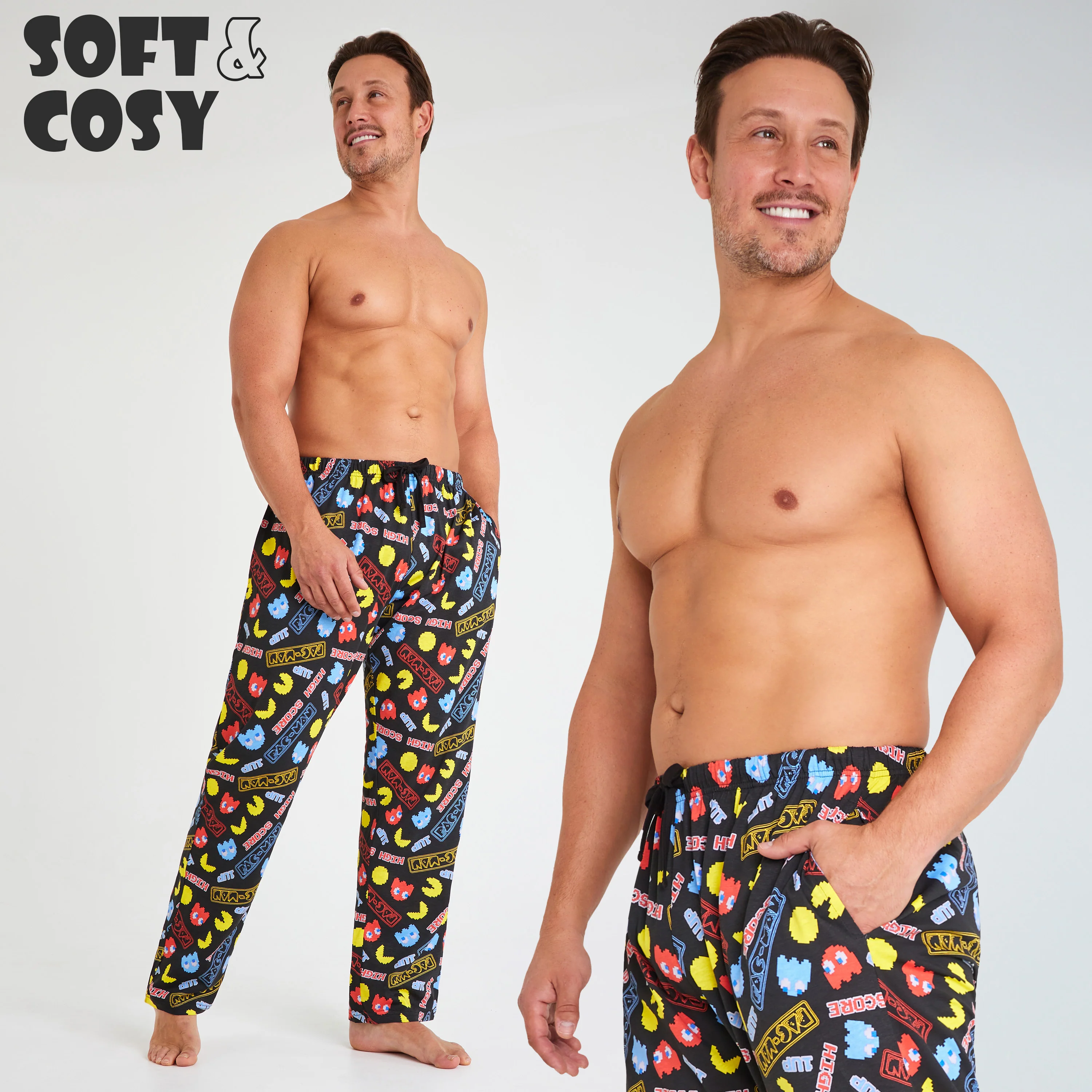 Pac-Man Mens Pyjama Bottoms, Comfy Cotton PJs Loungewear Trousers with Pockets - Gifts for Him - Image 5