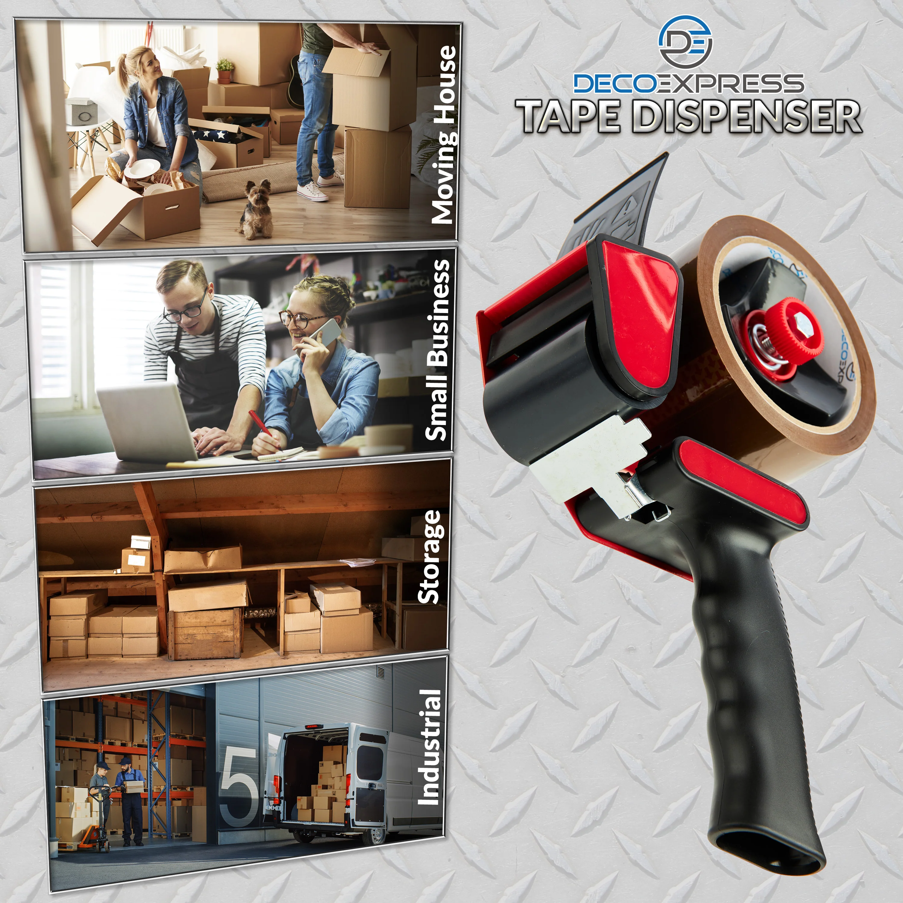 Packaging Tape Dispenser Tape Gun and 6 Rolls -Dispenser Brown, 2 Pack - Image 2