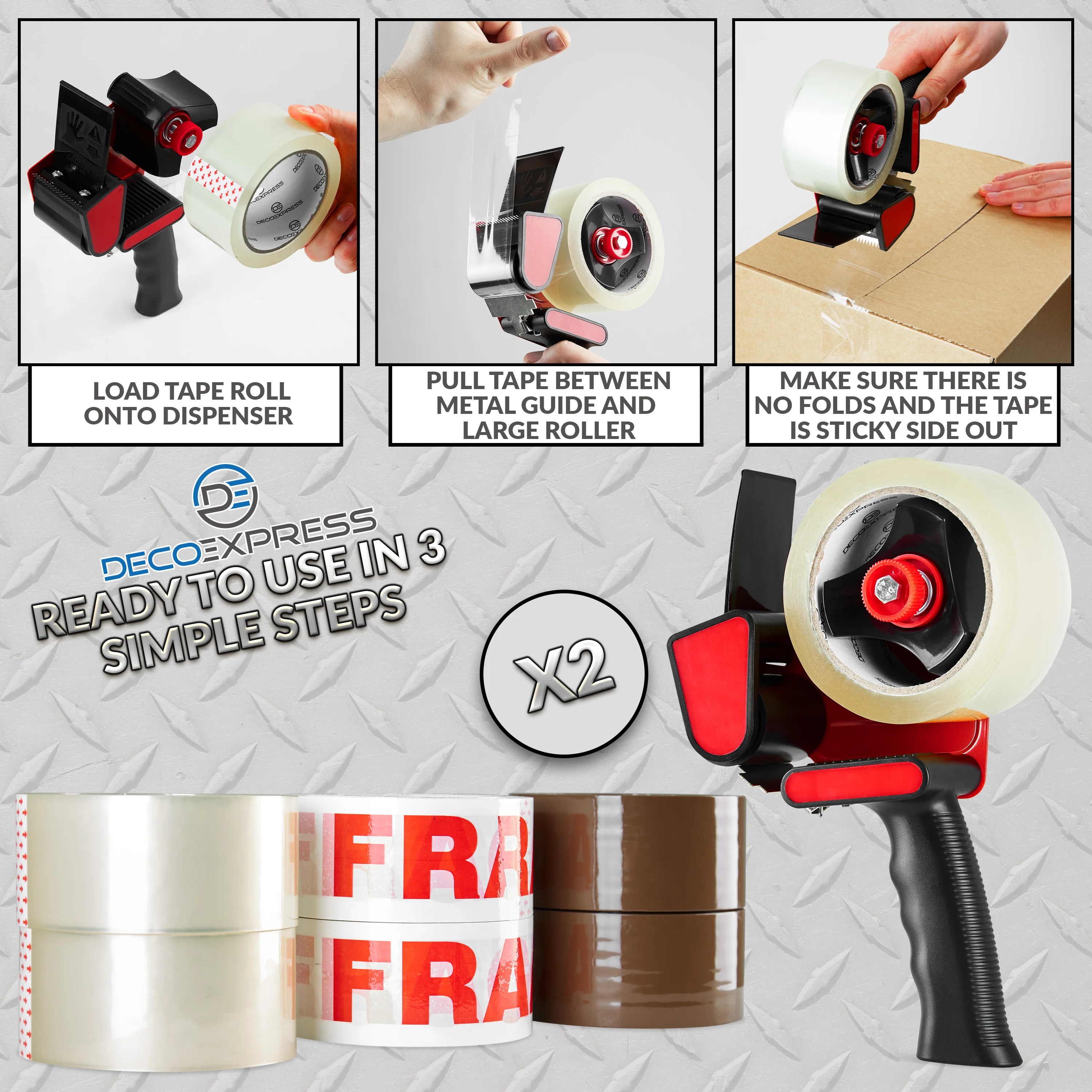 Packaging Tape Dispenser Tape Gun and 6 Rolls - Dispenser Mixed, 2 Pack - Image 6