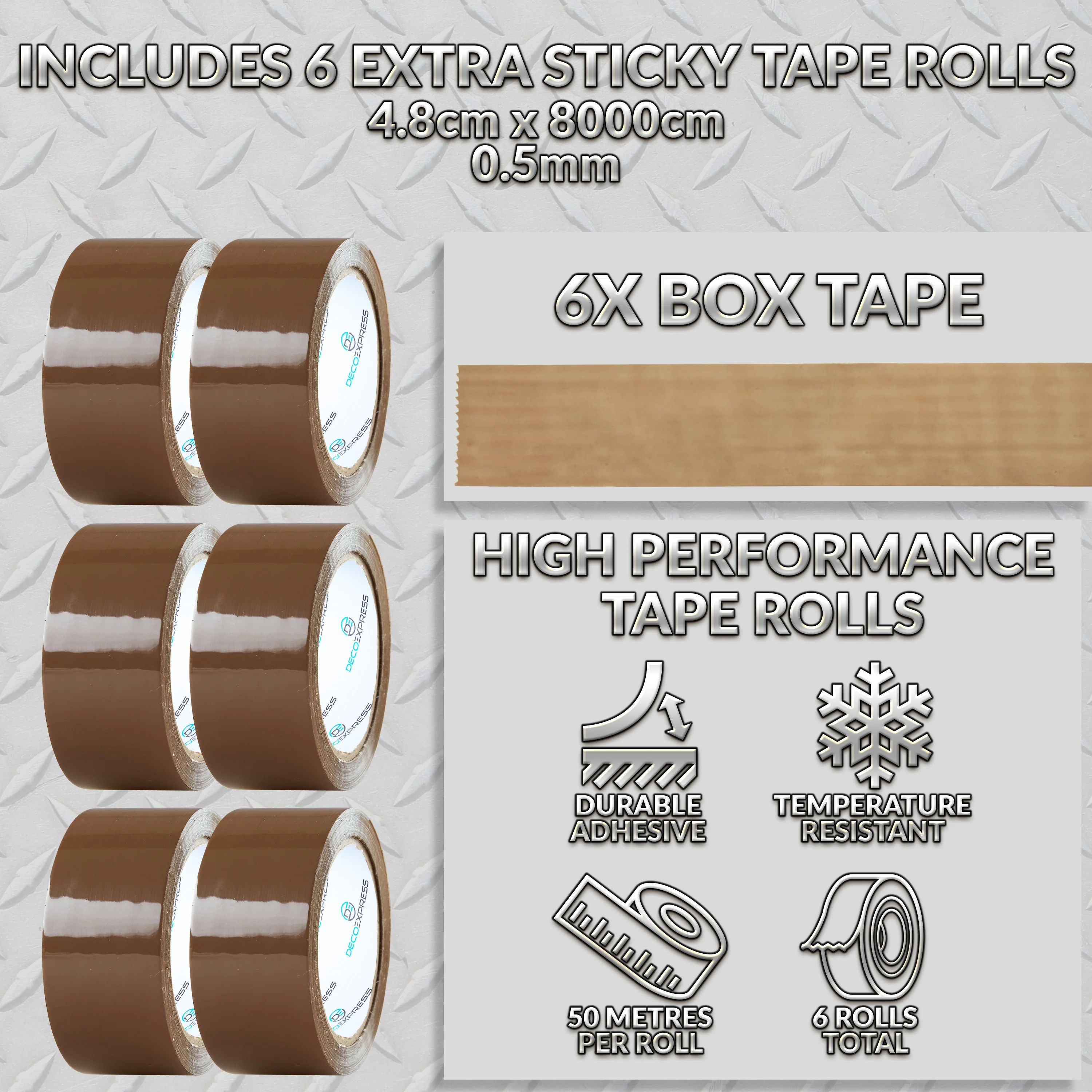 Packaging Tape Dispenser with 6 Rolls - Small Dispenser Brown - Image 3