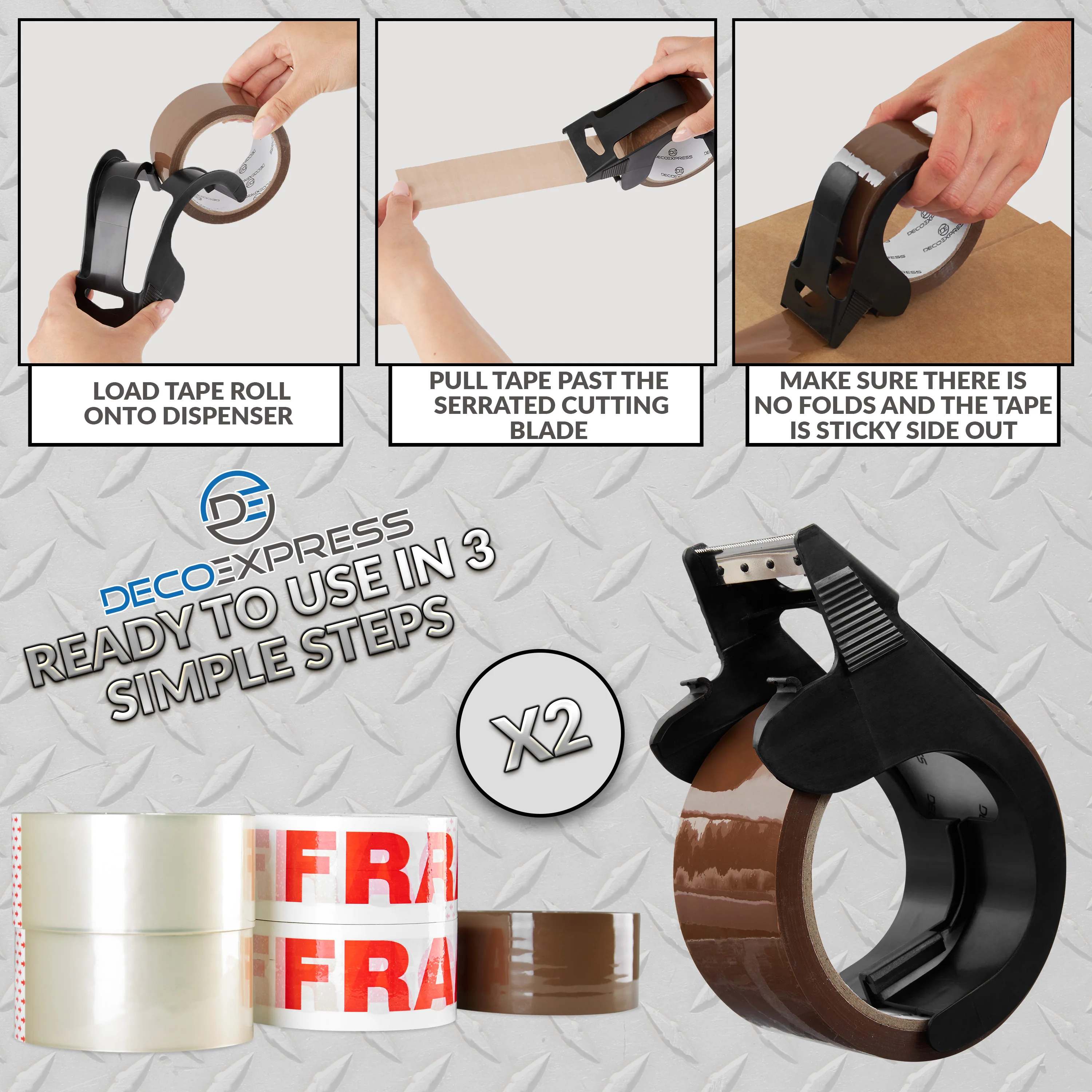 Packaging Tape Dispenser with Tape 6 Rolls - Small Dispenser Mixed, 2 Pack - Image 6