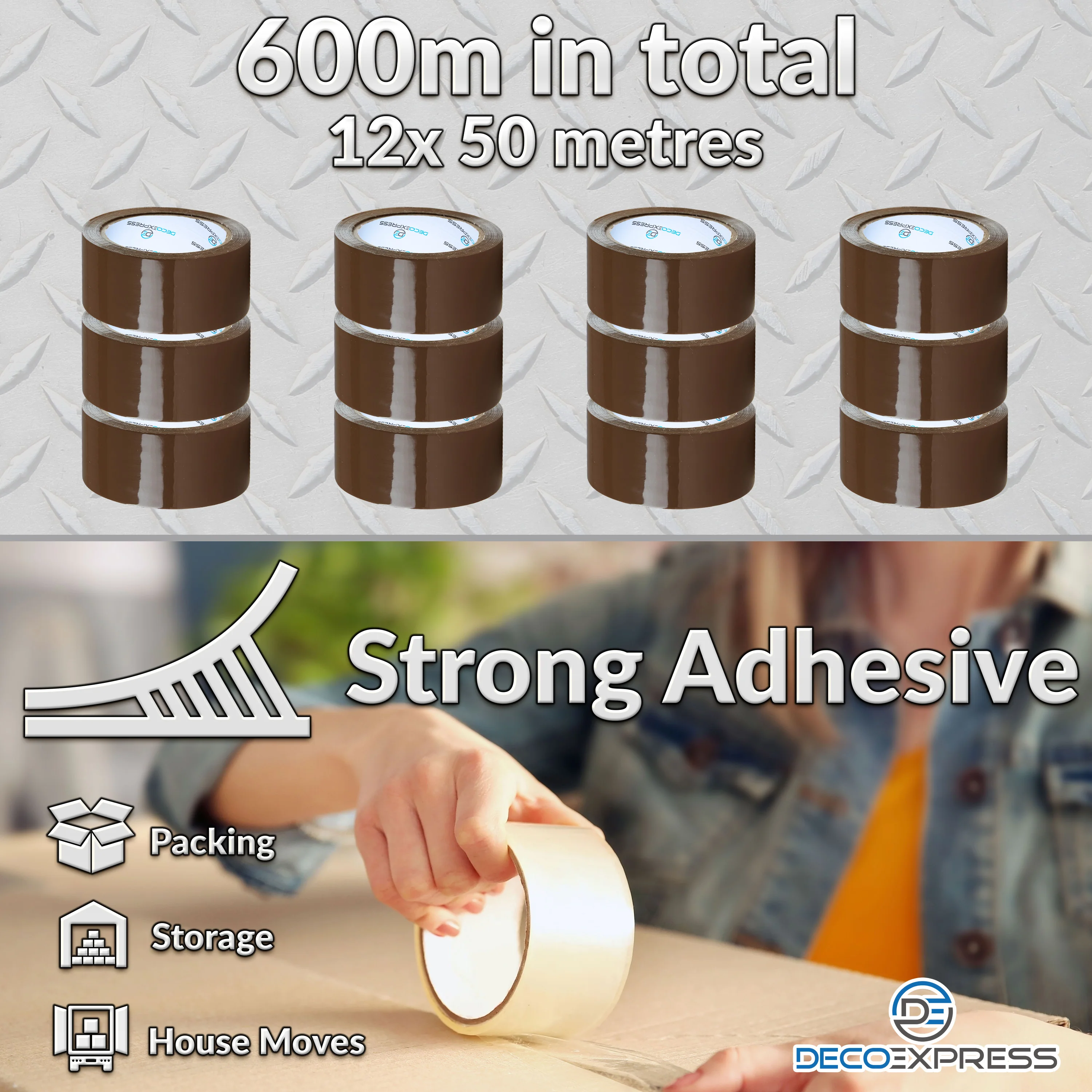 Packaging Tape Rolls Multipack Strong Brown Tape Fragile Tape Clear Tape Heavy Duty - Image 4