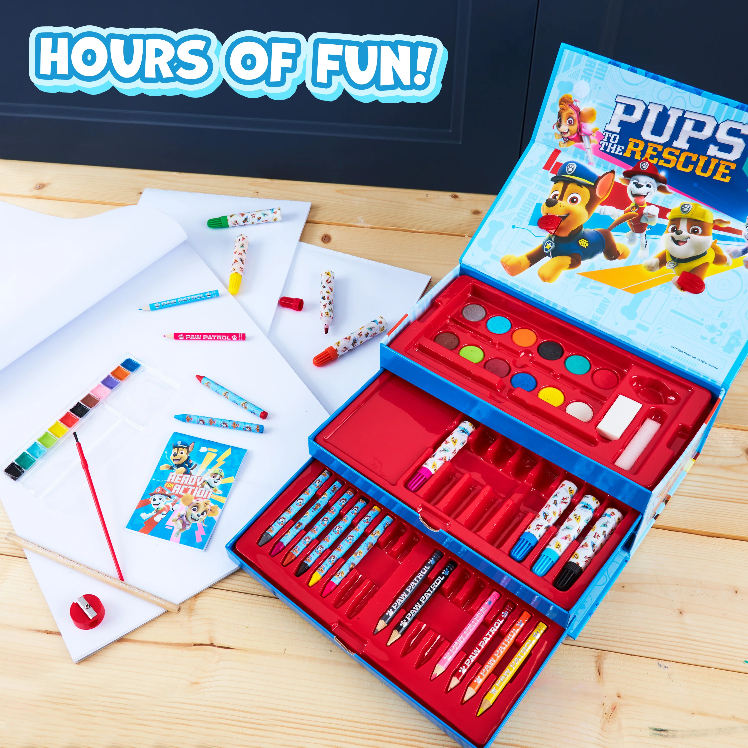 PAW PATROL Art Set Kids Colouring Pencils Felt Tip Pens Crayons Paints Stationery Crafts Boys Girls Art Supplies Preschool Travel 40 Plus Pcs Gift Set (Multicolor) - Image 3