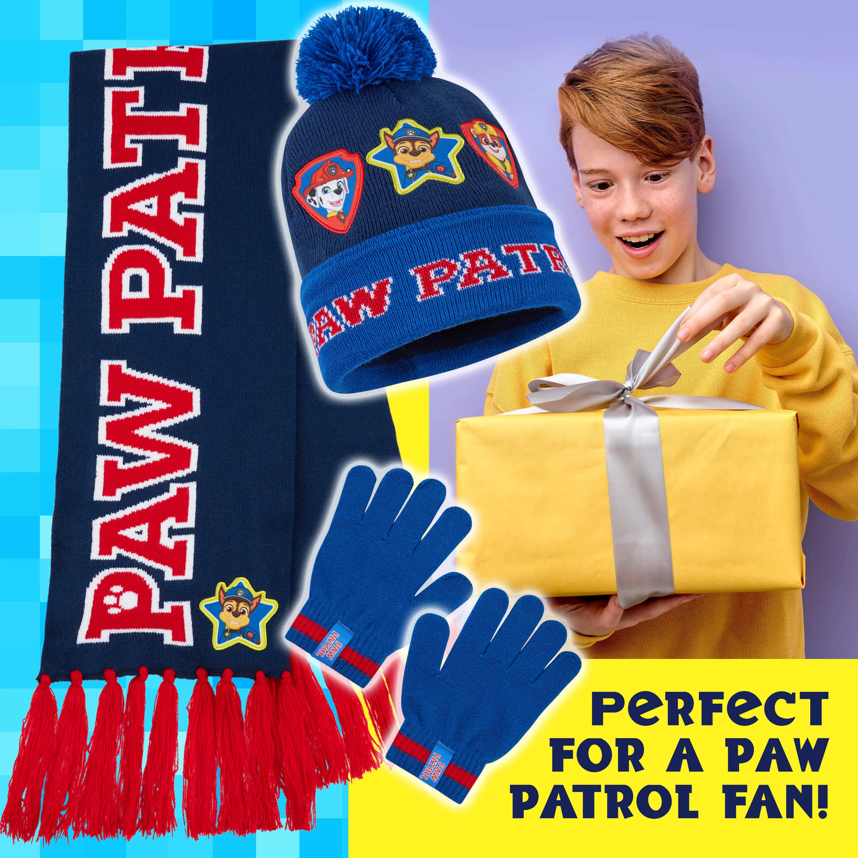 Paw Patrol Boys Winter Accessories Set, Beanie Scarf Gloves - Gifts for Boys - Image 3