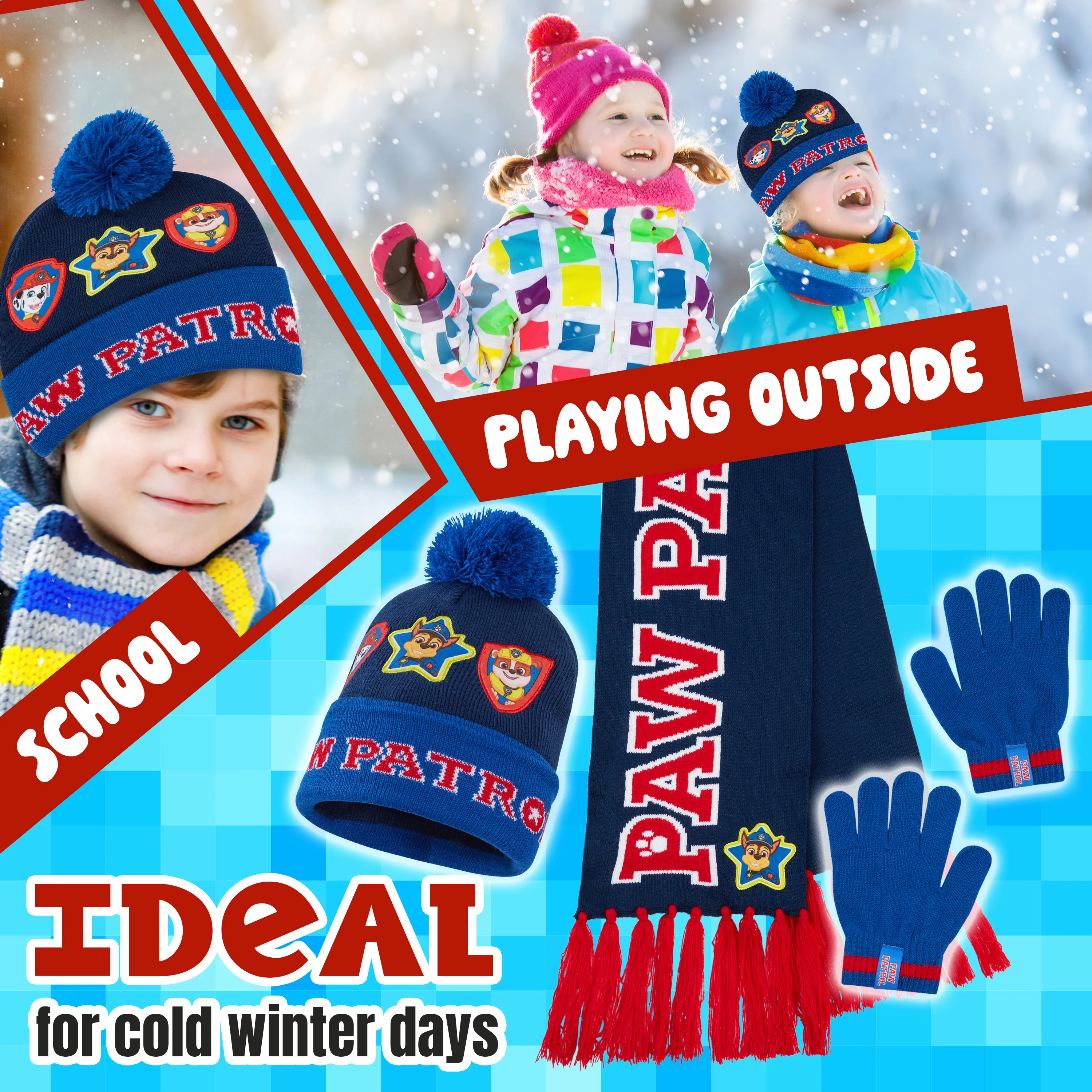 Paw Patrol Boys Winter Accessories Set, Beanie Scarf Gloves - Gifts for Boys - Image 4