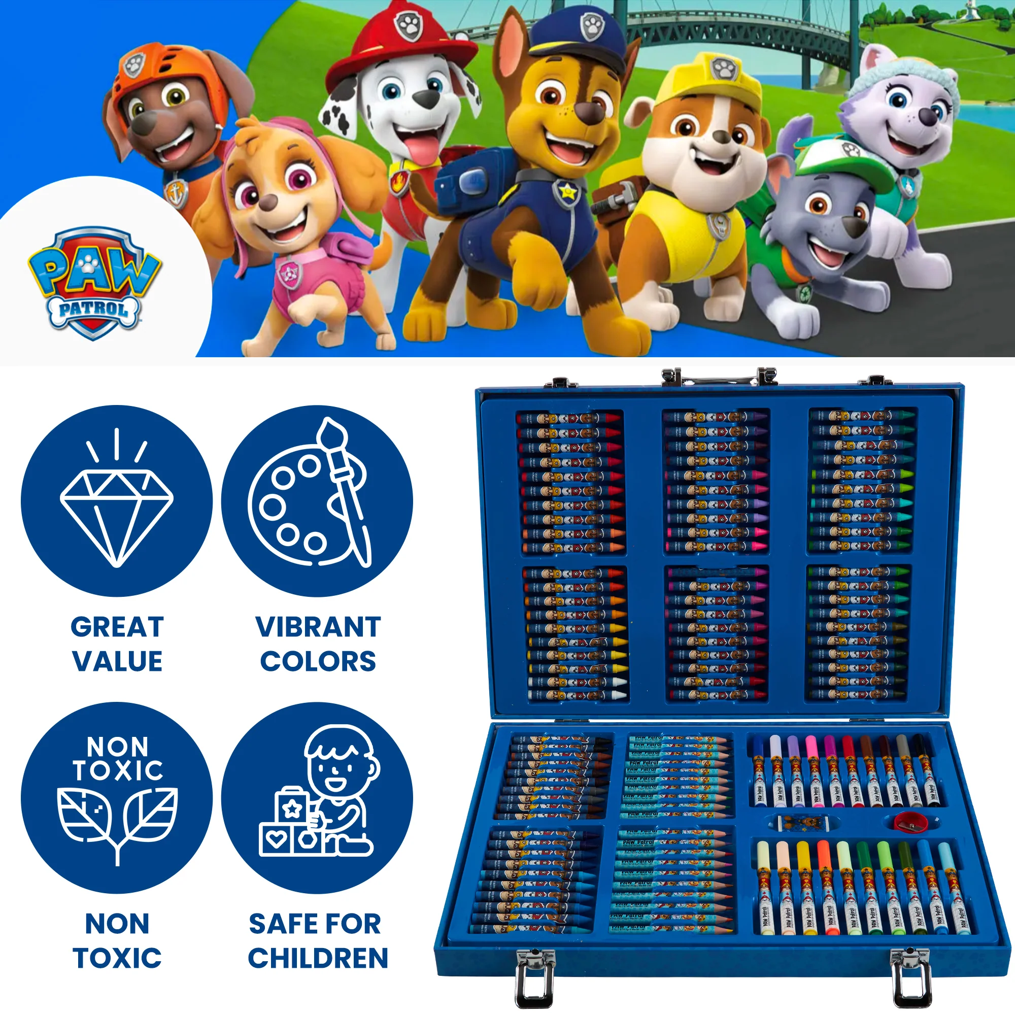 Paw Patrol Kids Art Set 130 Plus Pieces Kids Colouring Sets - Image 5