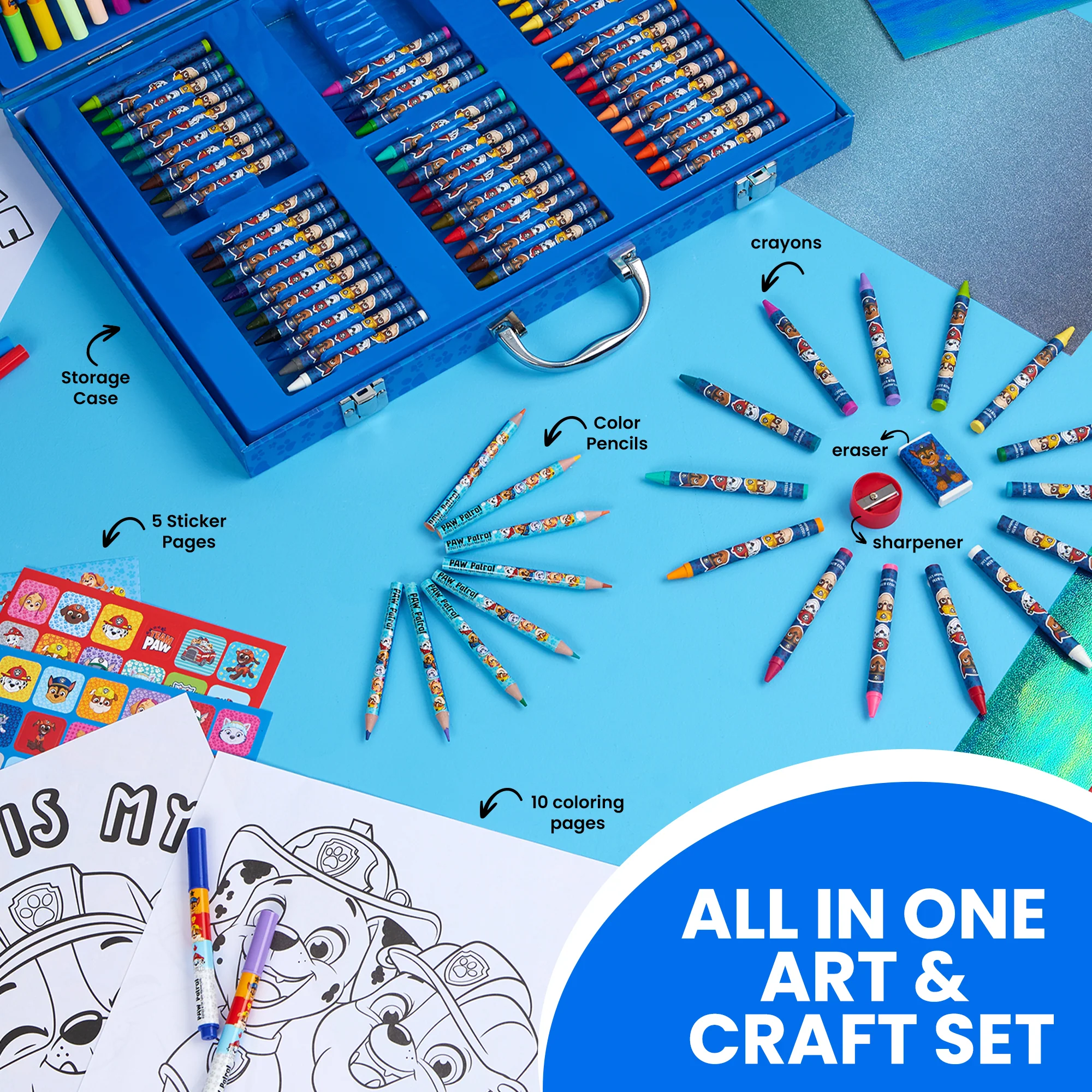 Paw Patrol Kids Art Set 130 Plus Pieces Kids Colouring Sets - Image 6