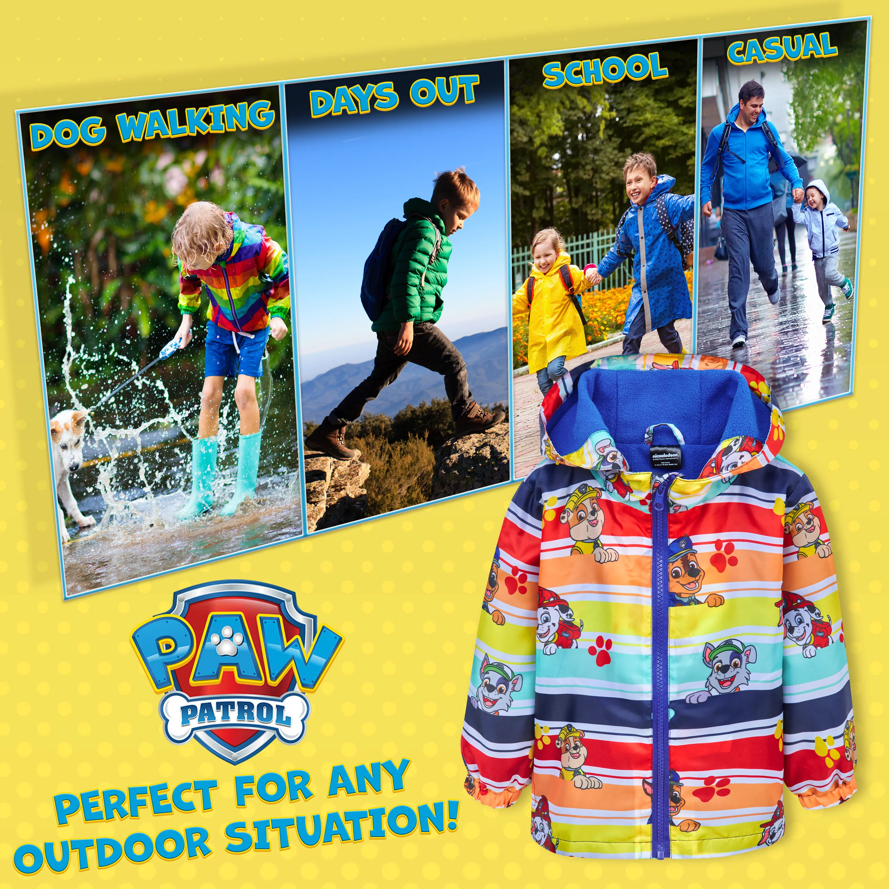 Paw Patrol Kids Waterproof Jacket, Raincoats with Fleece Lining for Girls and Boys - Image 4