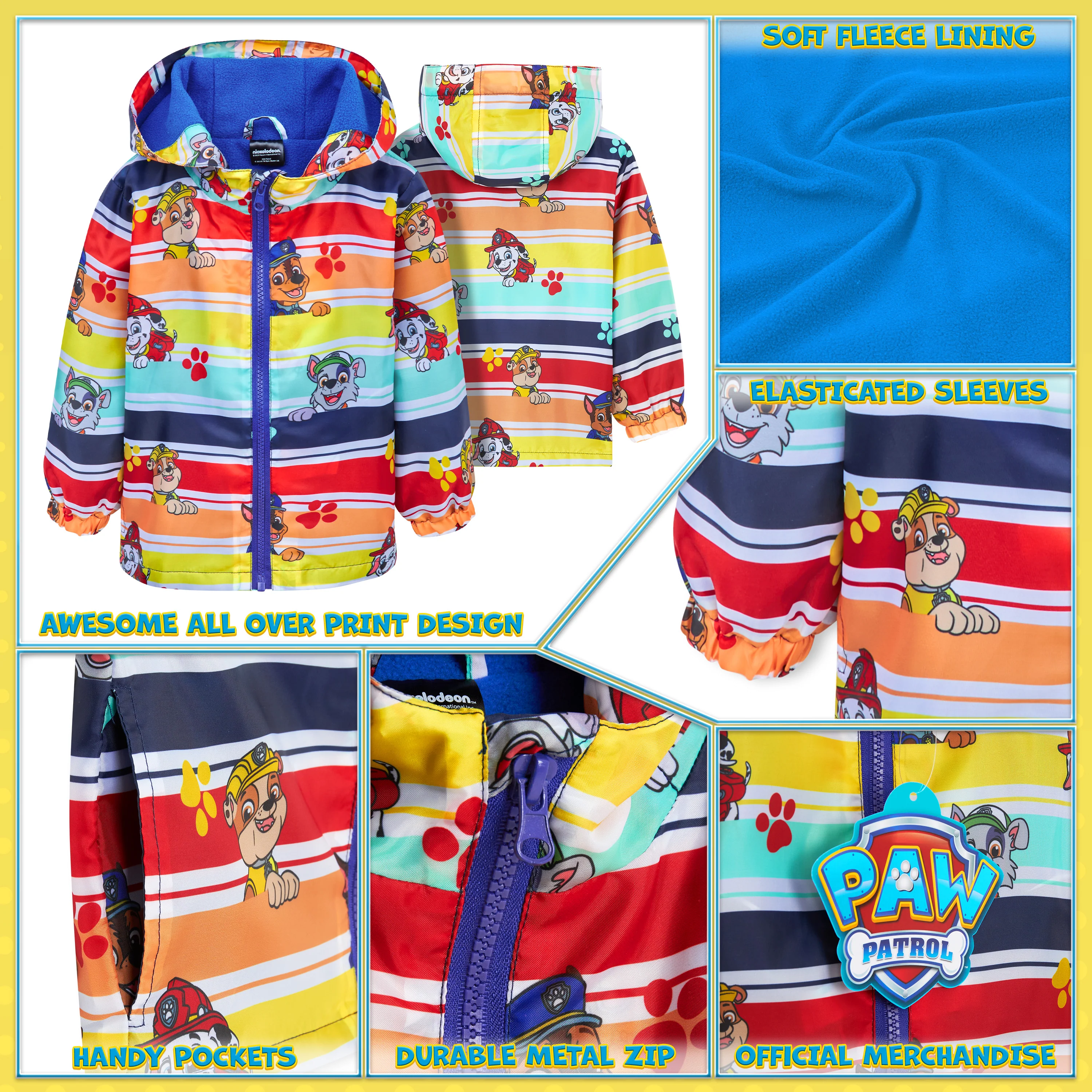 Paw Patrol Kids Waterproof Jacket, Raincoats with Fleece Lining for Girls and Boys - Image 5