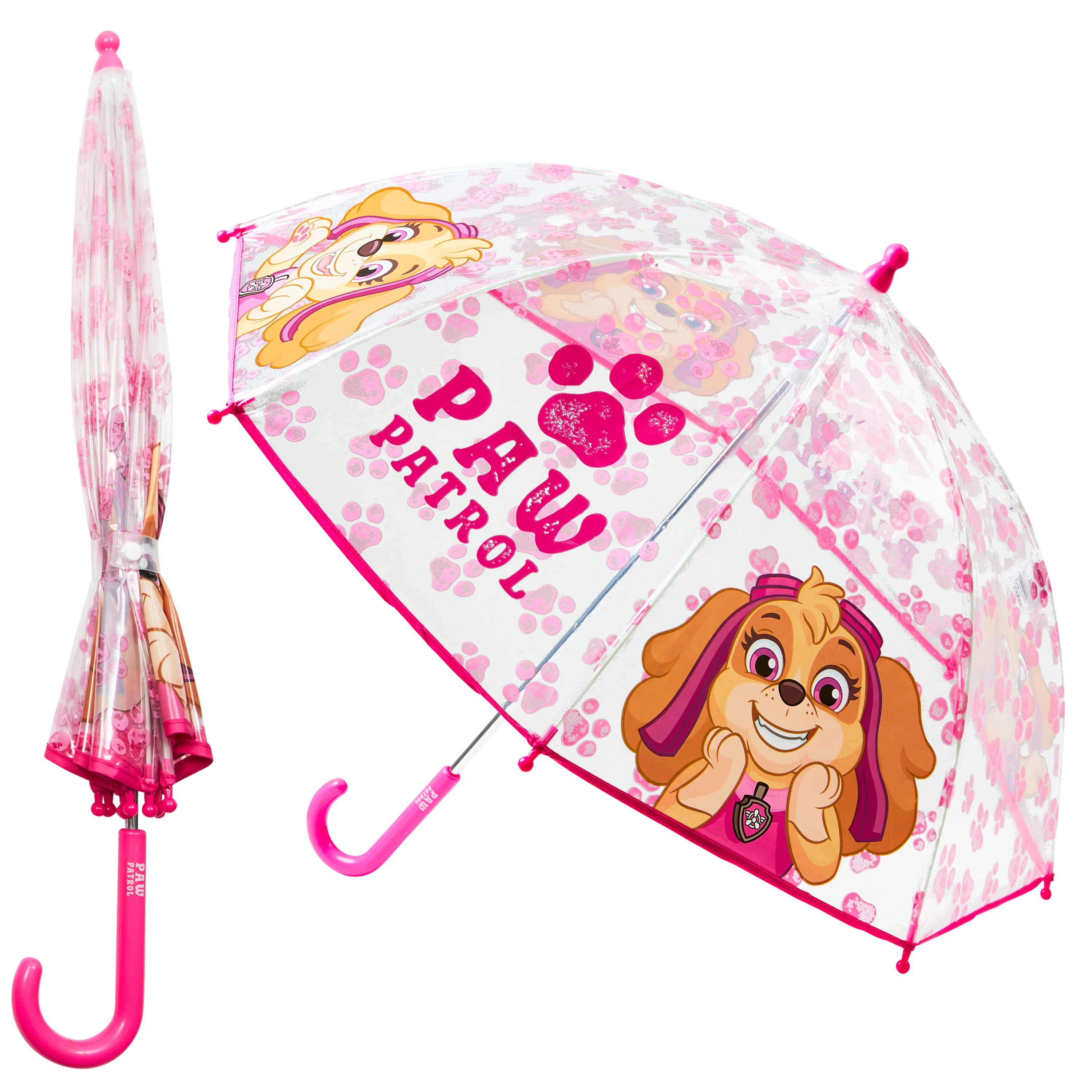 Paw Patrol Skye, Stick Umbrella for Kids, Clear Dome Lightweight Kids Umbrella