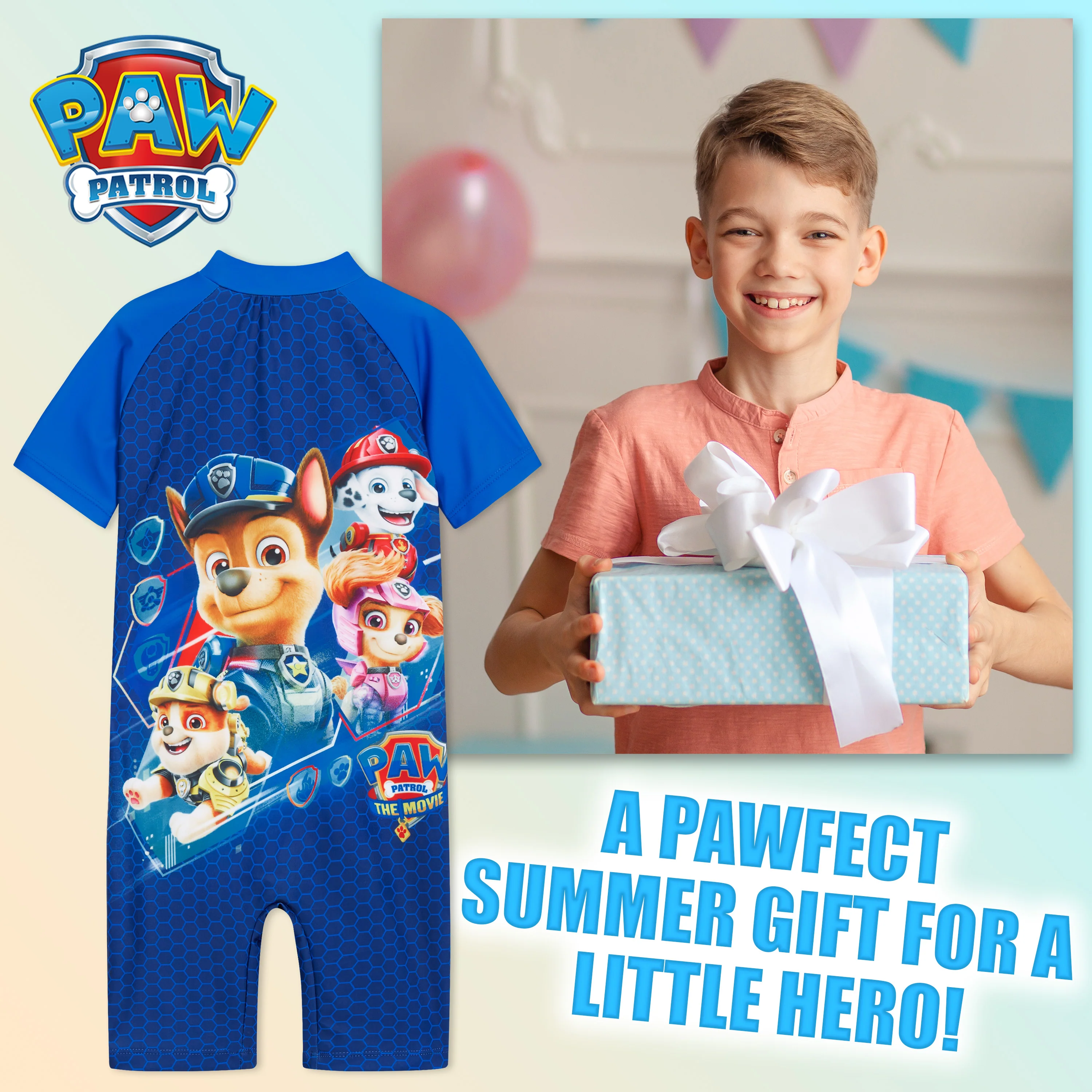 Paw Patrol Swimming Costume Boys Swimsuit All in One Short Sleeve - Image 2